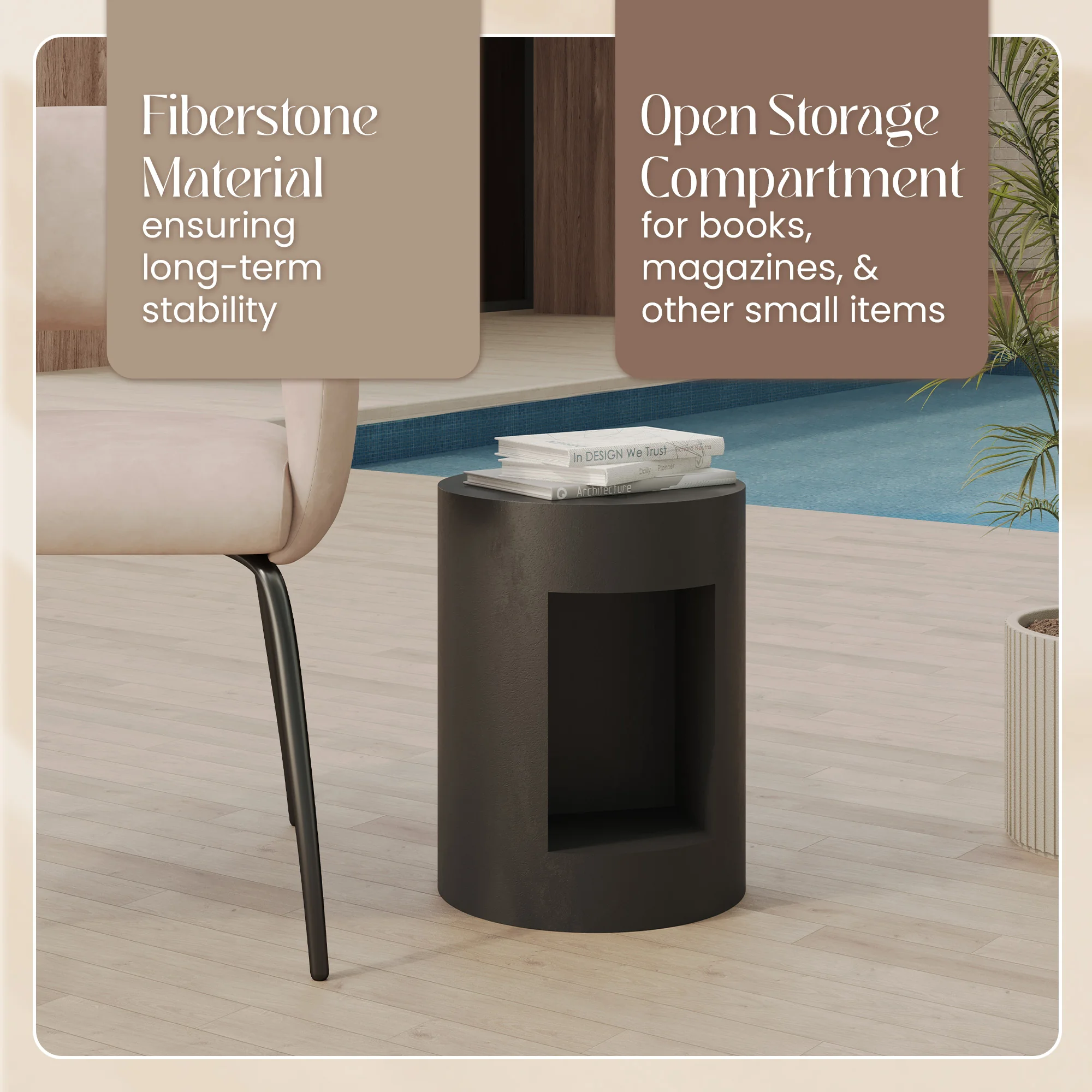 Modern Side End Table Nook Series In Black
