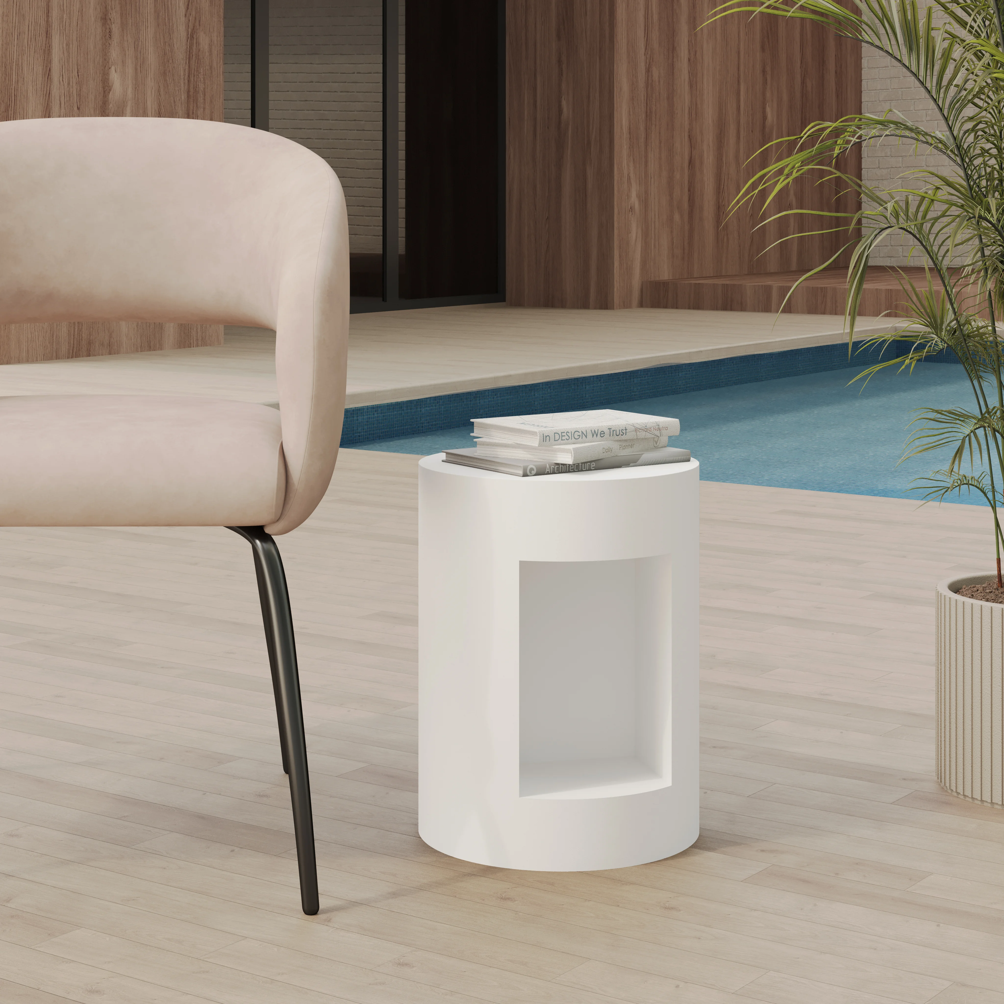 Modern Side End Table Nook Series In White