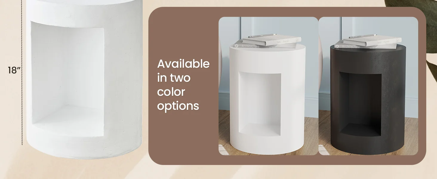 Modern Side End Table Nook Series In White