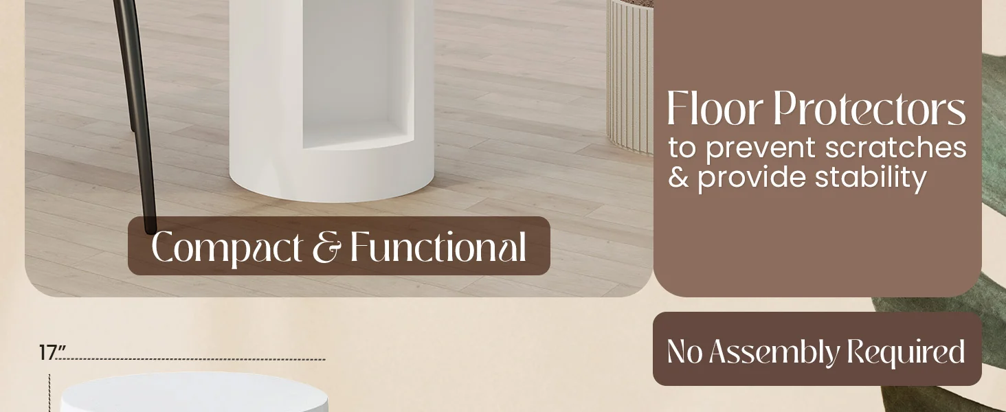 Modern Side End Table Nook Series In White