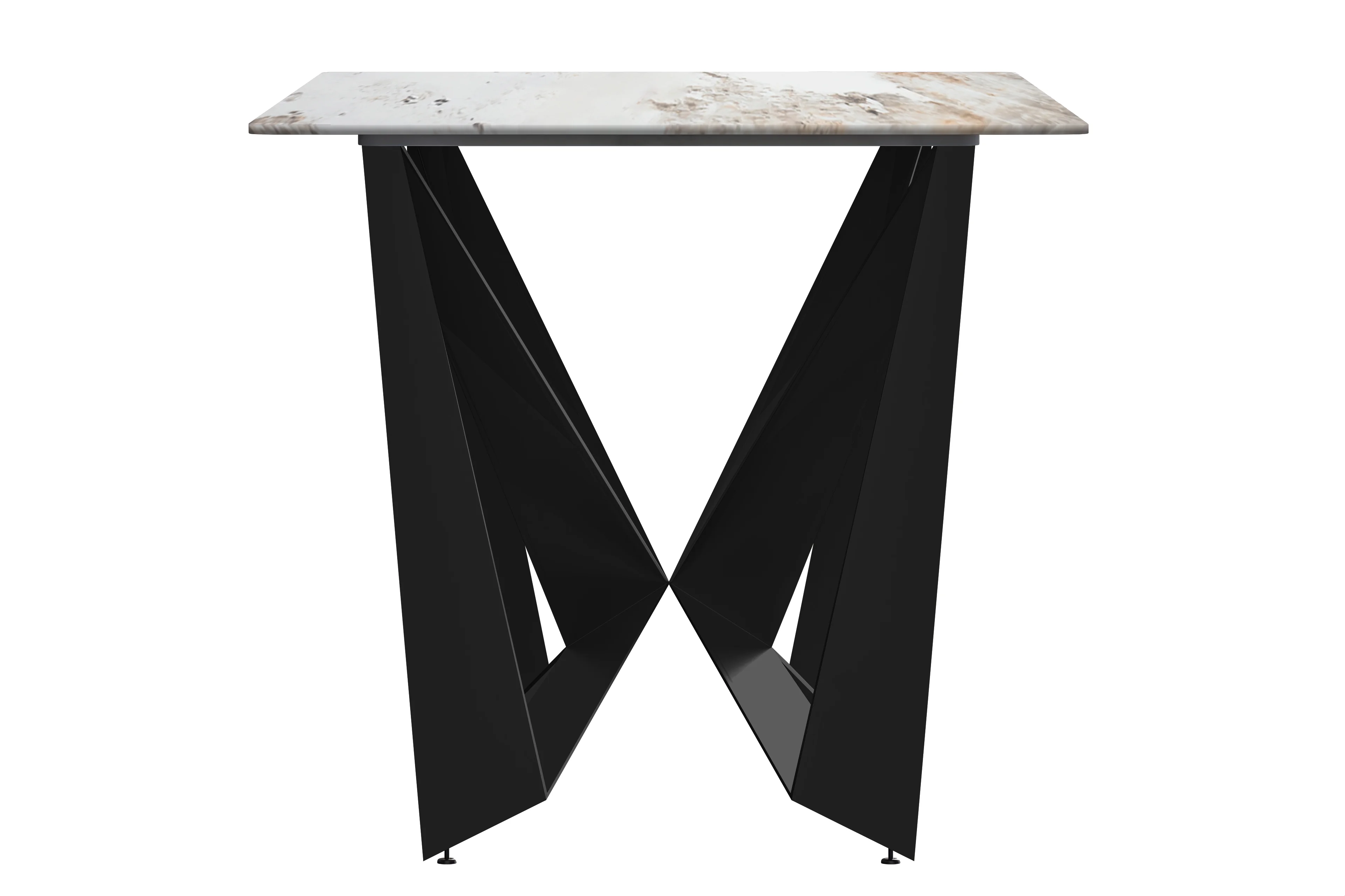 Nuvor Series Modern Dining Table Black Base, With 55 White Grey Sintered Stone Top