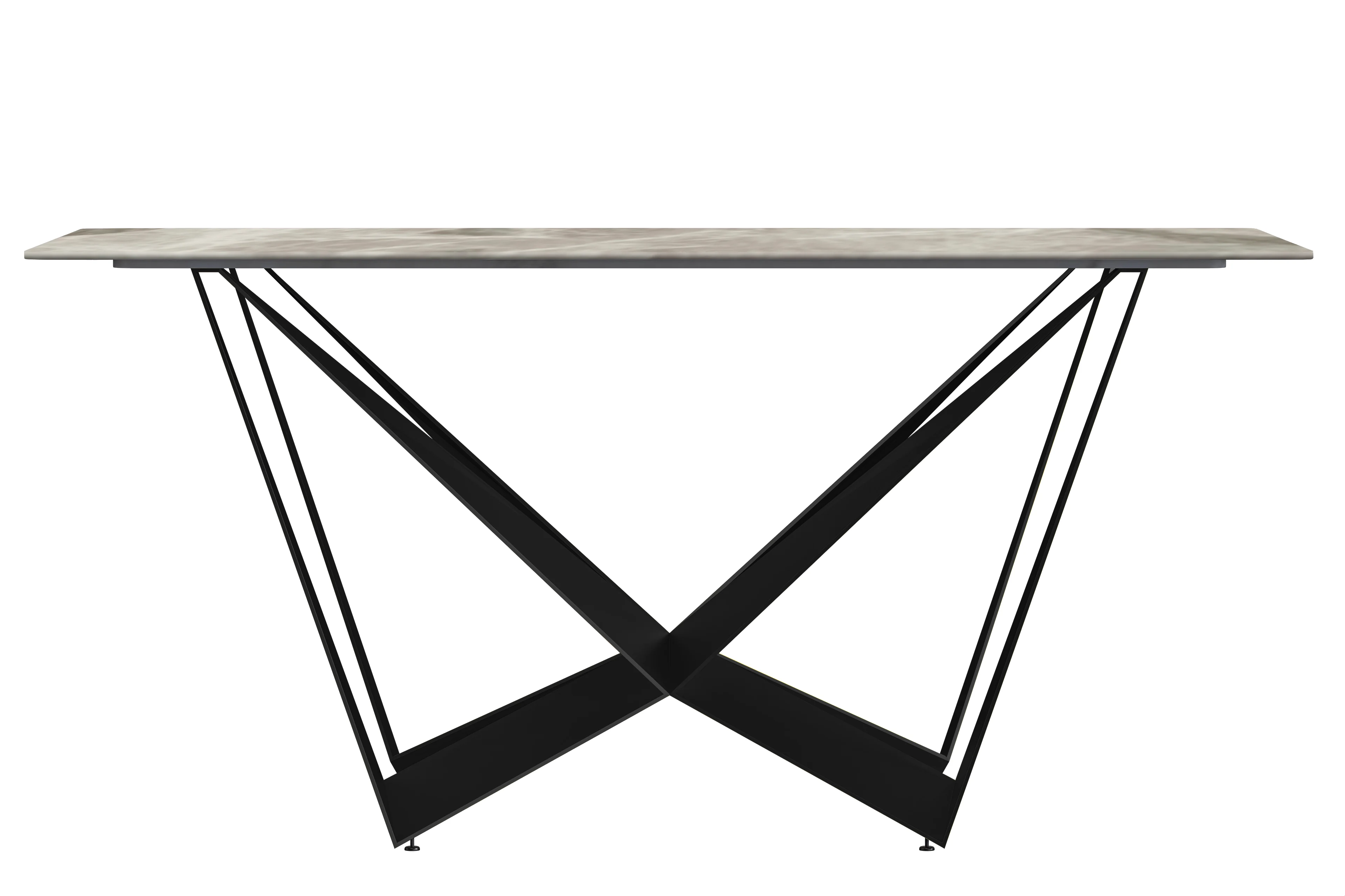 Nuvor Series Modern Dining Table Black Base, With 55 Deep Grey Sintered Stone Top