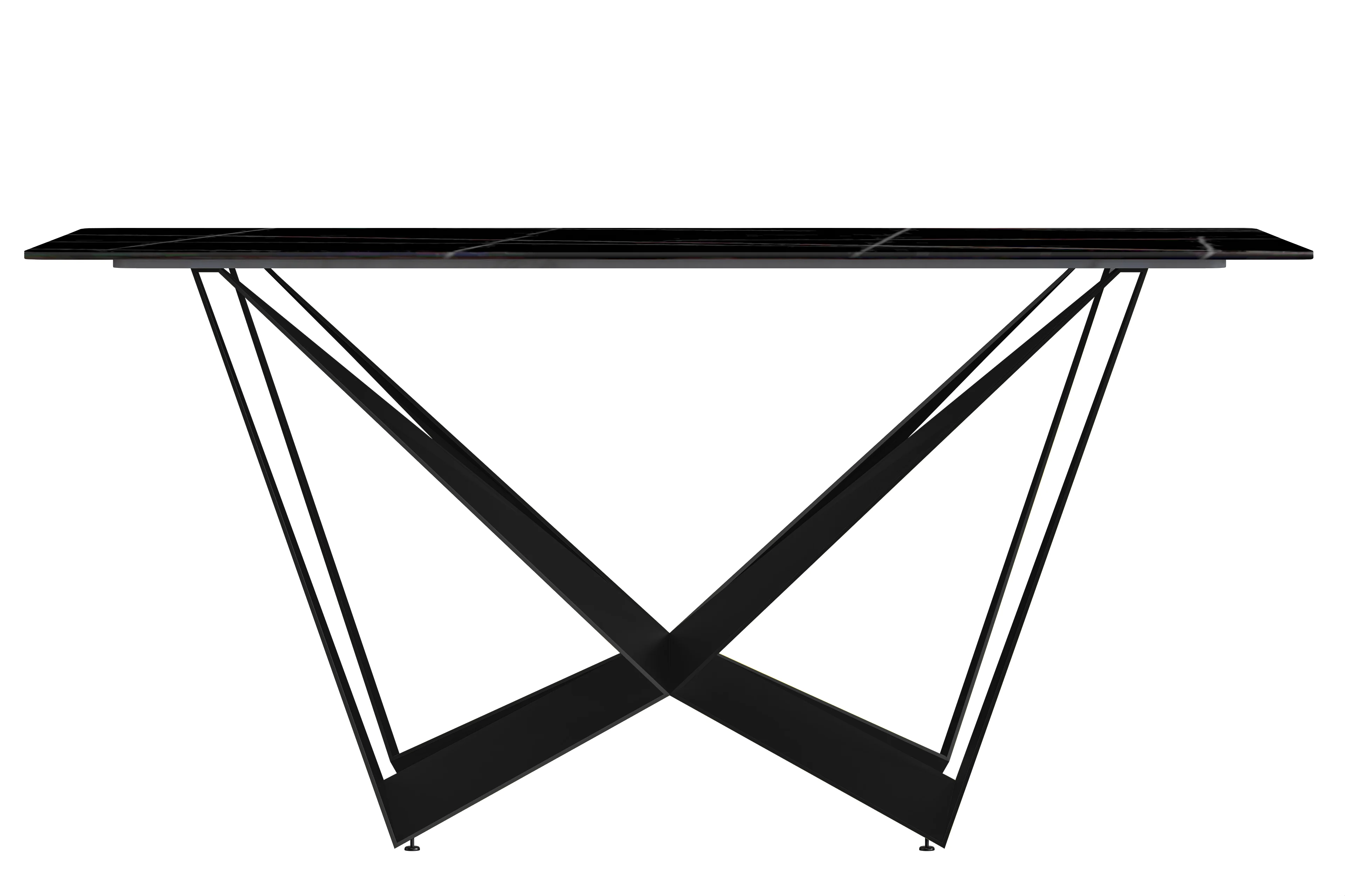 Nuvor Series Modern Dining Table Black Base, With 62 Black/Gold Sintered Stone Top