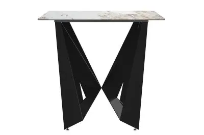 Nuvor Series Modern Dining Table Black Base, With 62 White Grey Sintered Stone Top