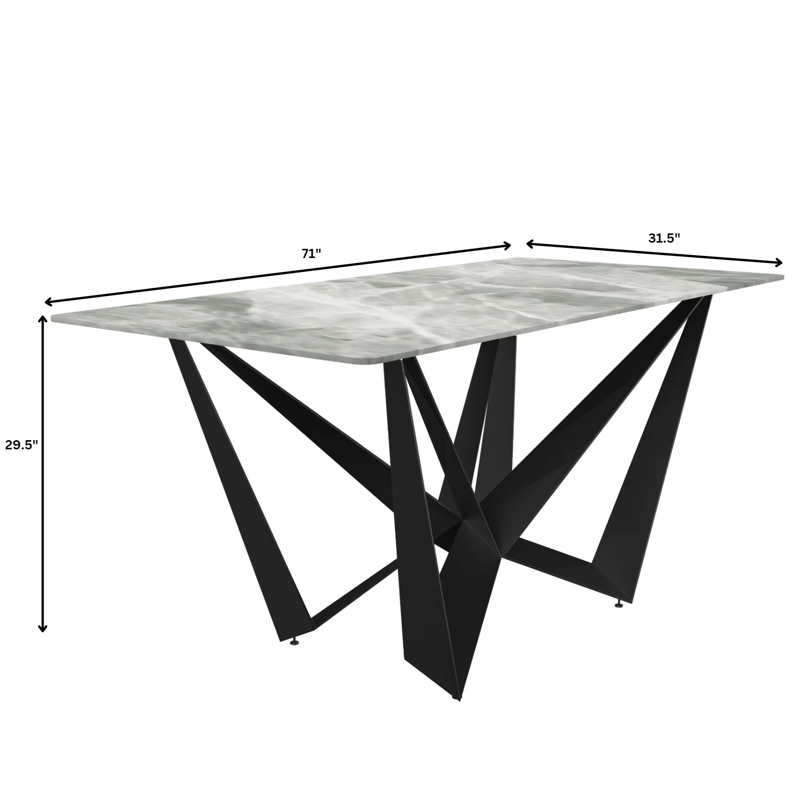 Nuvor Series Modern Dining Table Black Base, With 62 Light Grey Sintered Stone Top