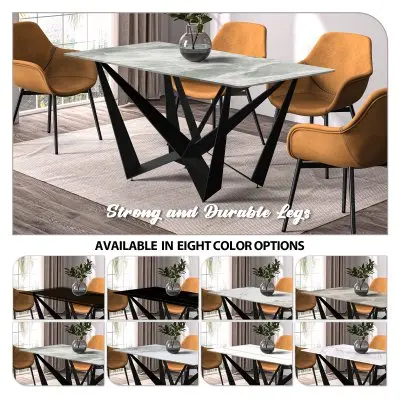 Nuvor Series Modern Dining Table Black Base, With 62 Light Grey Sintered Stone Top