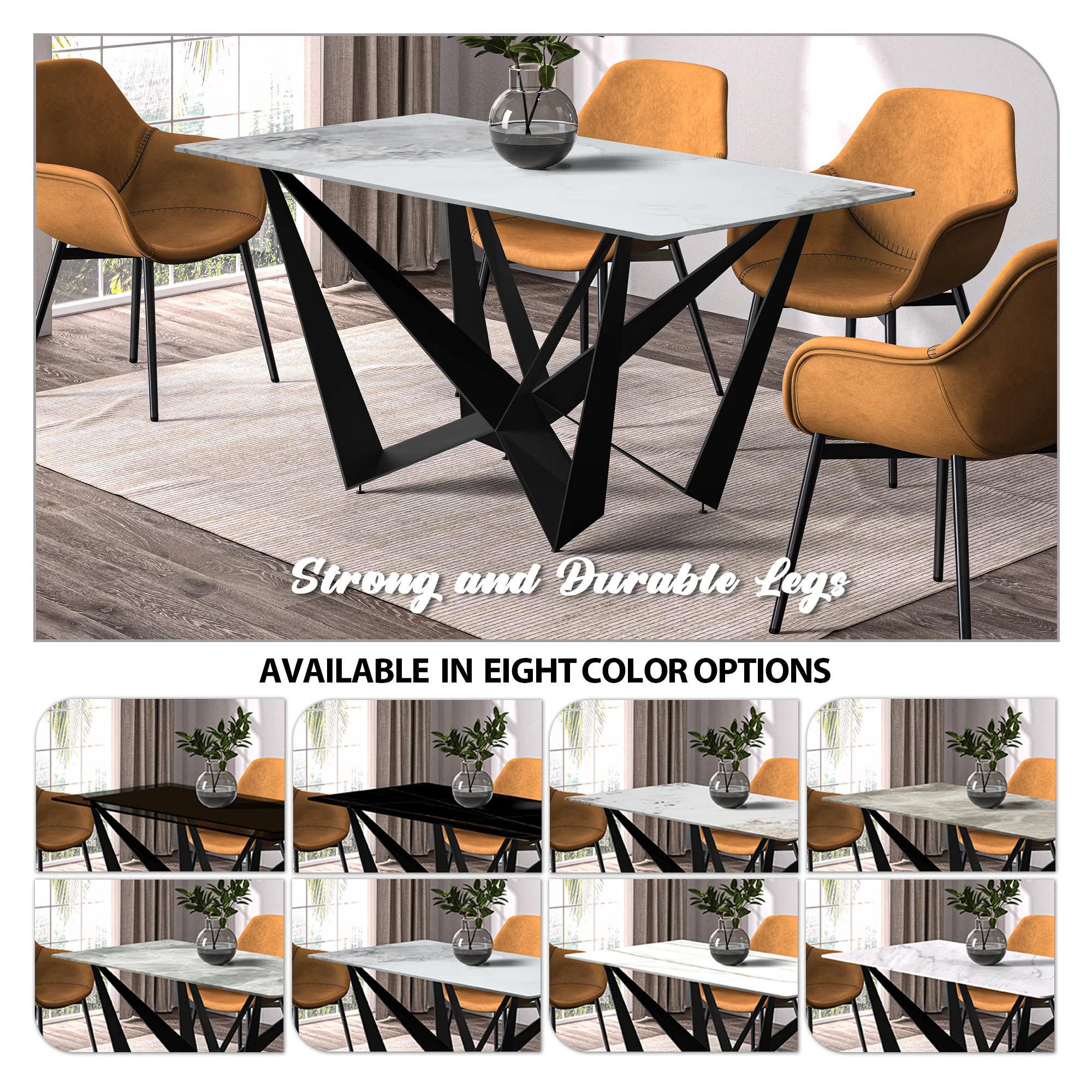 Nuvor Series Modern Dining Table Black Base, With 62 Medium Grey Sintered Stone Top