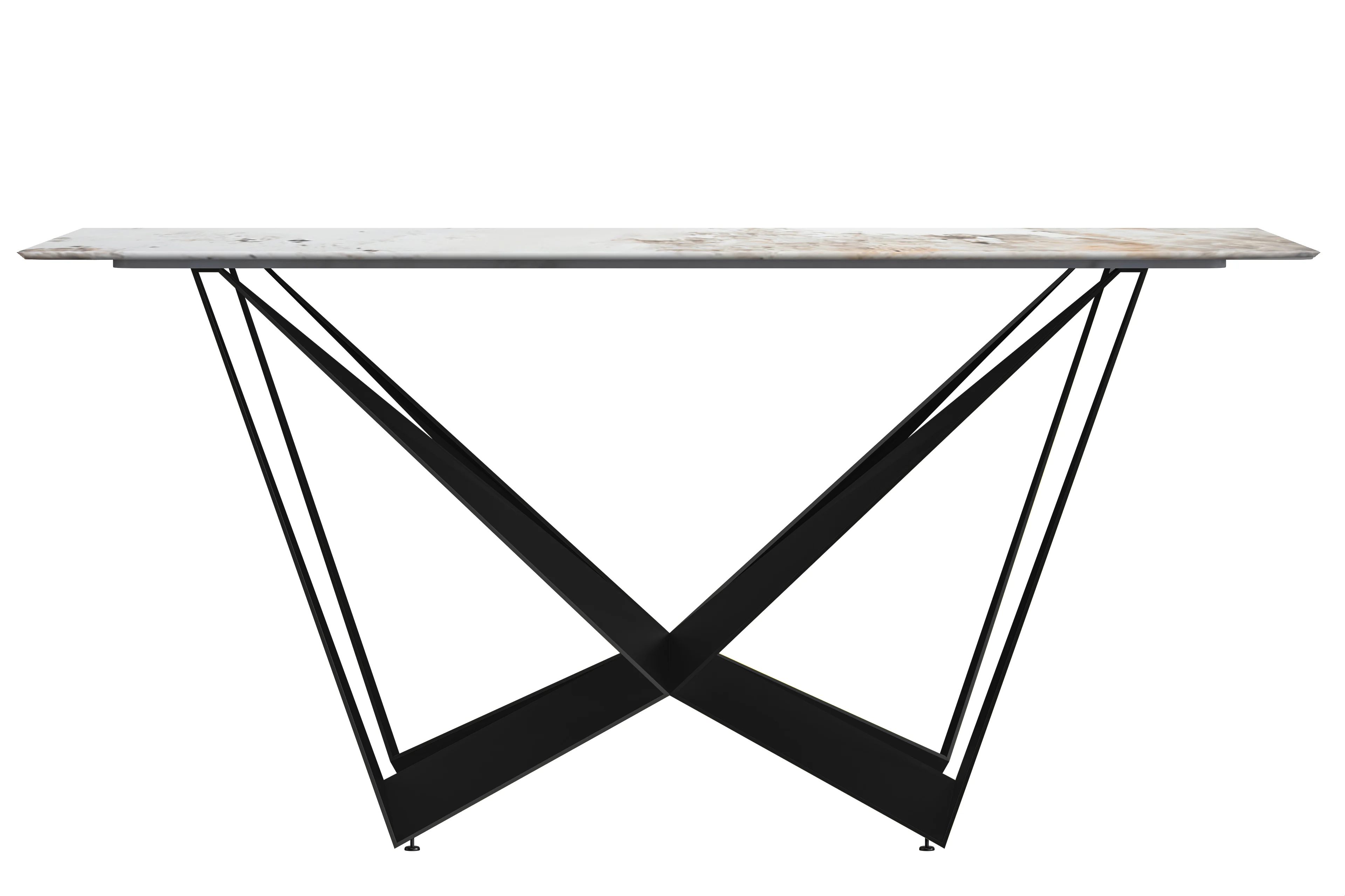 Nuvor Series Modern Dining Table Black Base, With 71 White Grey Sintered Stone Top