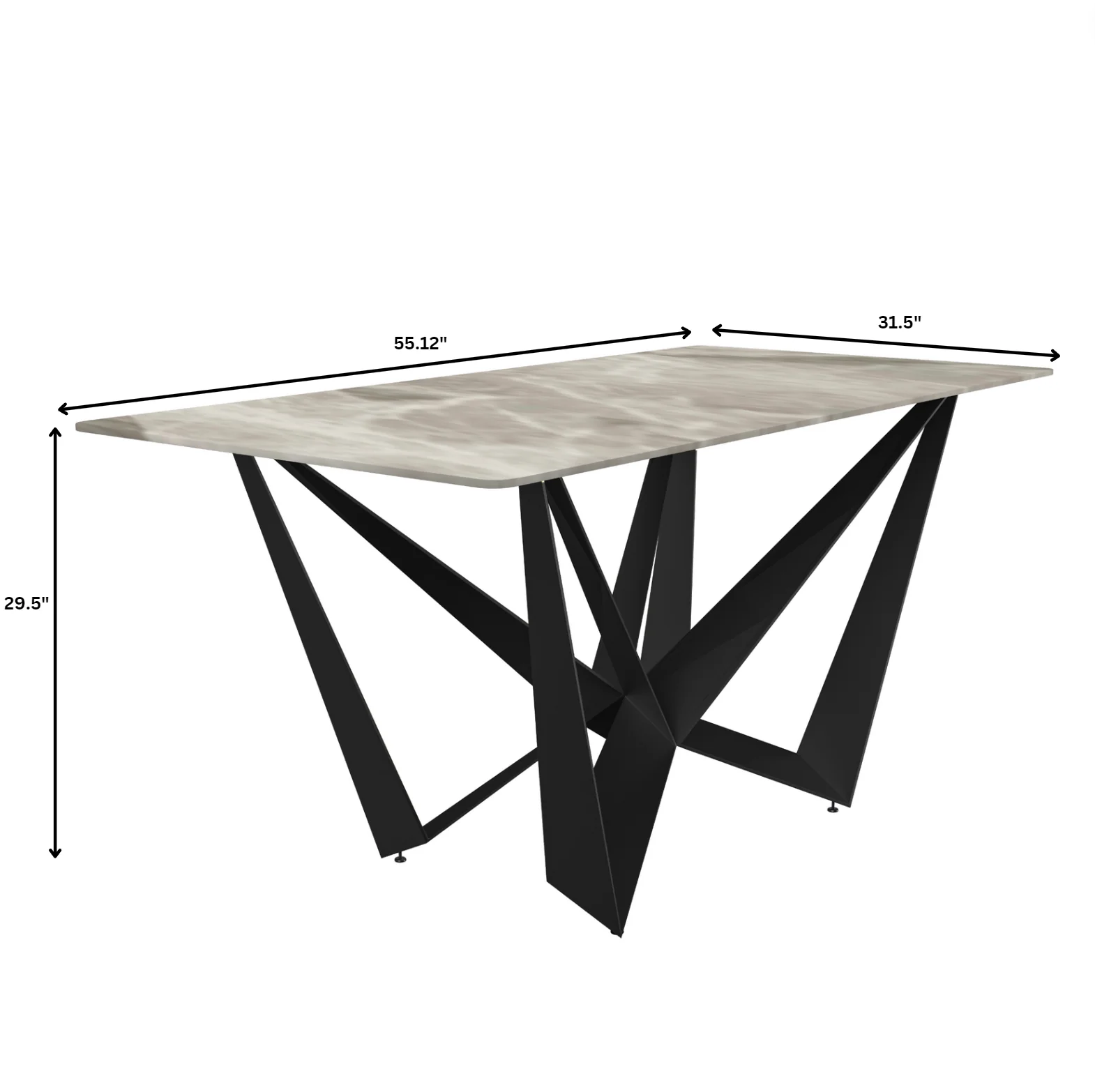 Nuvor Series Modern Dining Table Black Base, With 71 Deep Grey Sintered Stone Top
