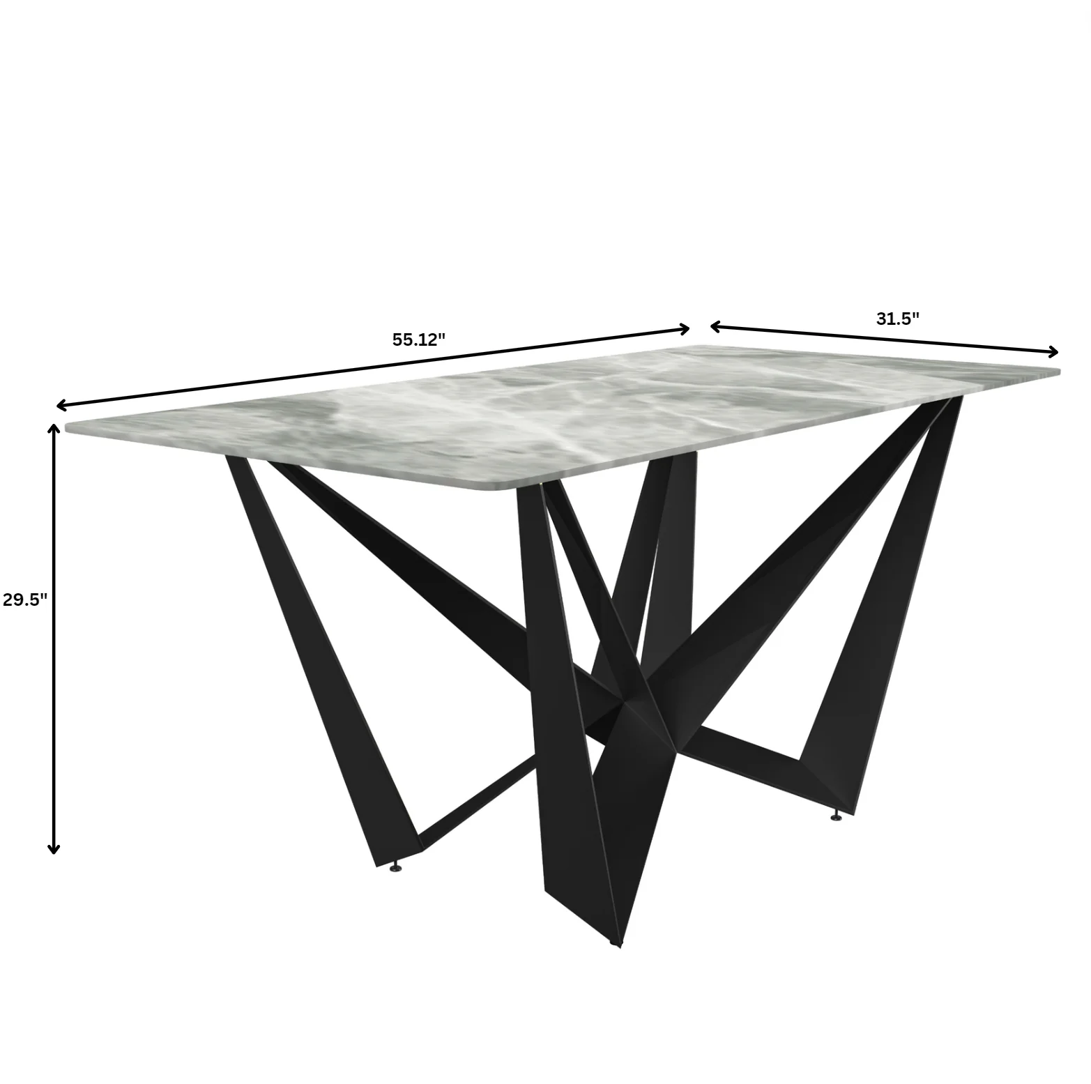 Nuvor Series Modern Dining Table Black Base, With 71 Light Grey Sintered Stone Top