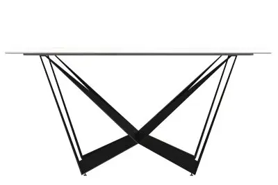 Nuvor Series Modern Dining Table Black Base, With 71 White/Gold Sintered Stone Top