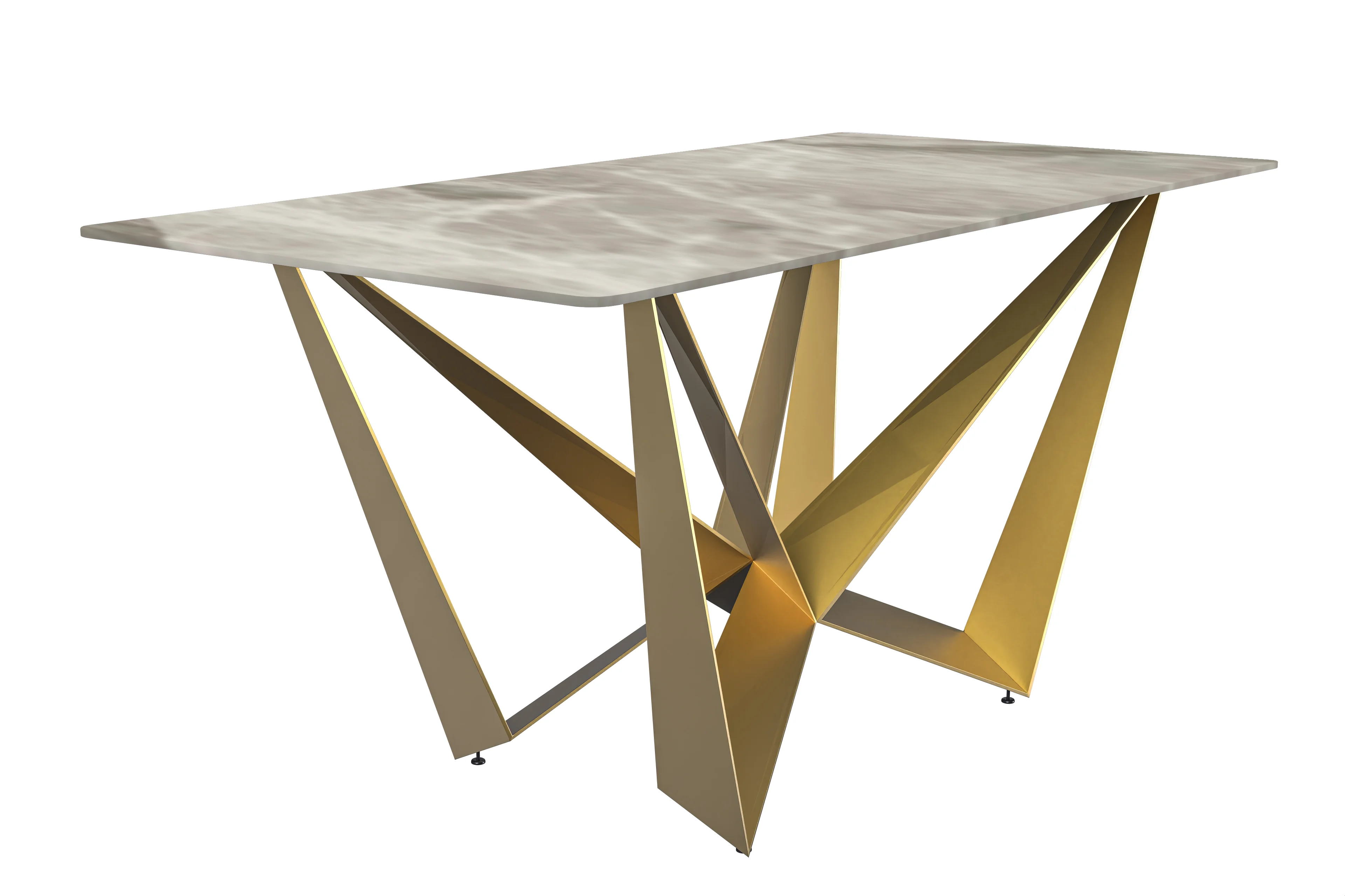 Nuvor Mid-Century Modern Dining Table with a 55 Rectangular Deep Grey Top and Gold Steel Base