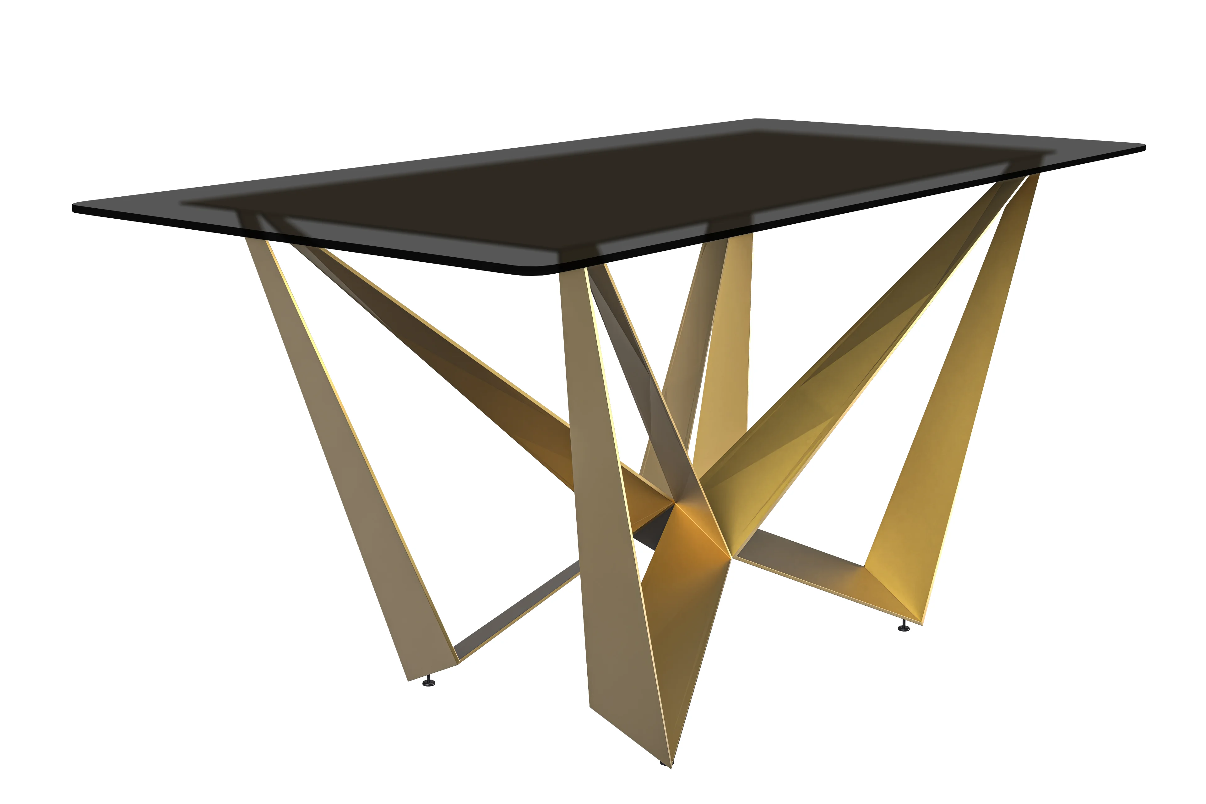 Nuvor Series Modern Dining Table Gold Base, With 62" Black Glass Top