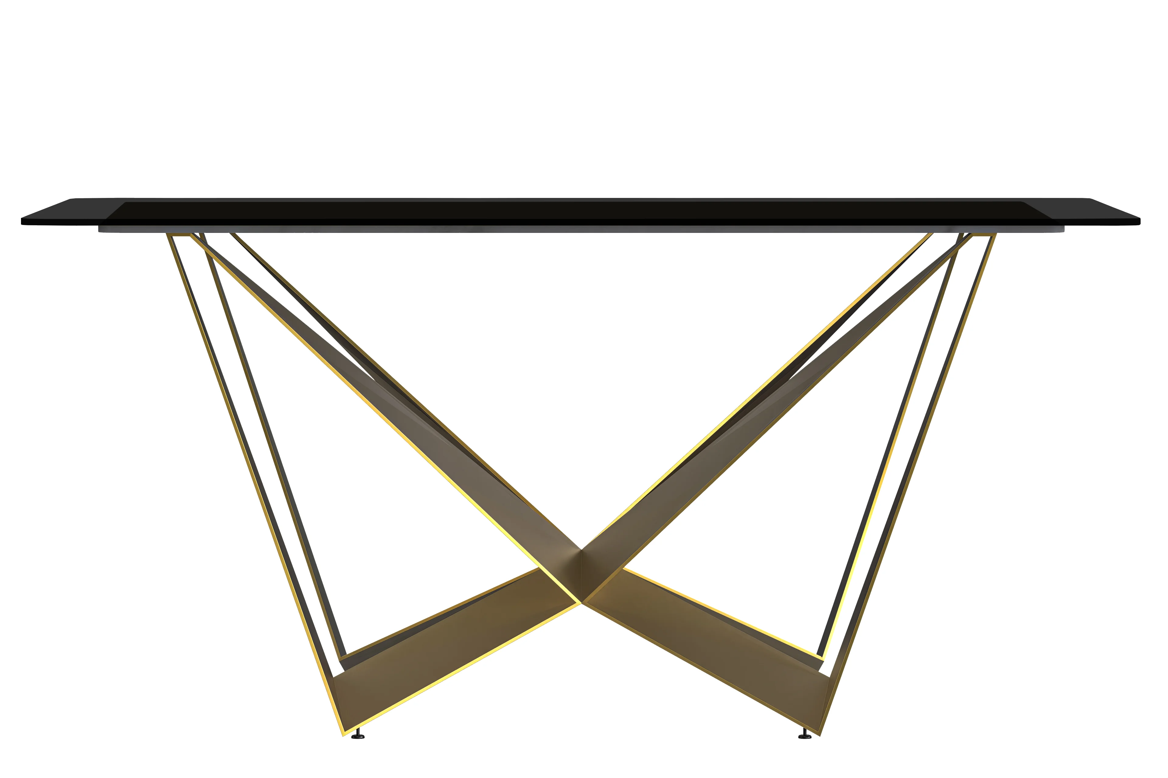 Nuvor Series Modern Dining Table Gold Base, With 62" Black Glass Top