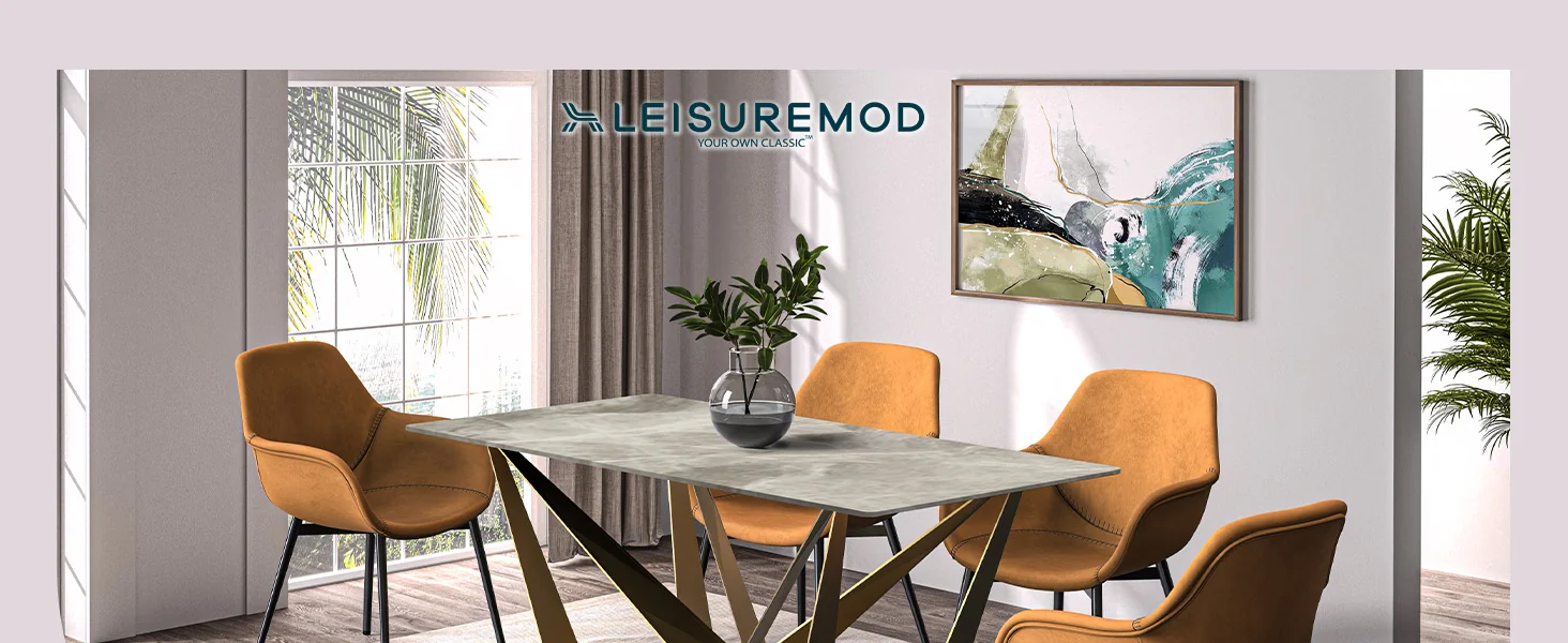 Nuvor Series Modern Dining Table Gold Base, With 62 Deep Grey Sintered Stone Top