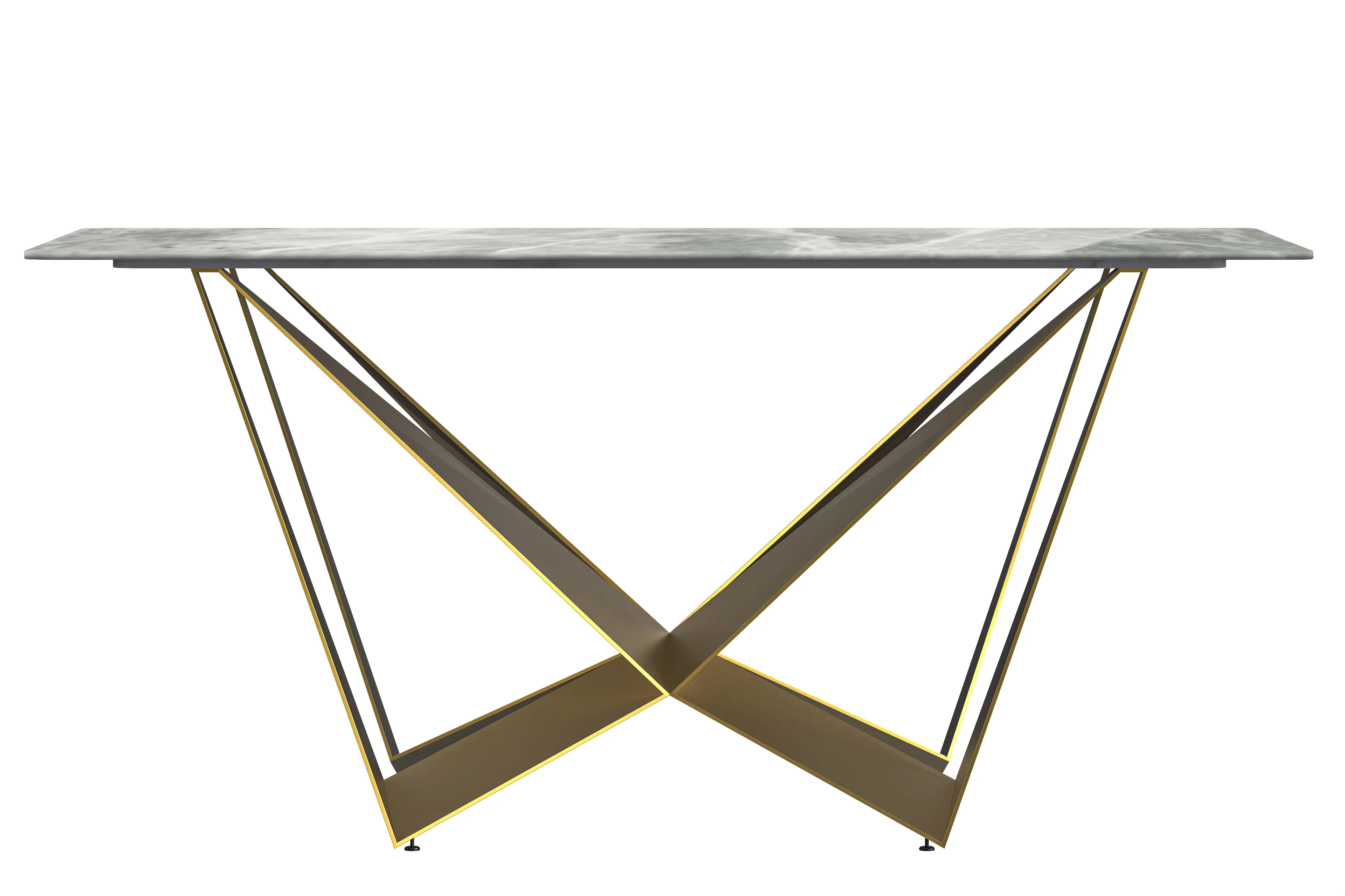 Nuvor Series Modern Dining Table Gold Base, With 62 Light Grey Sintered Stone Top