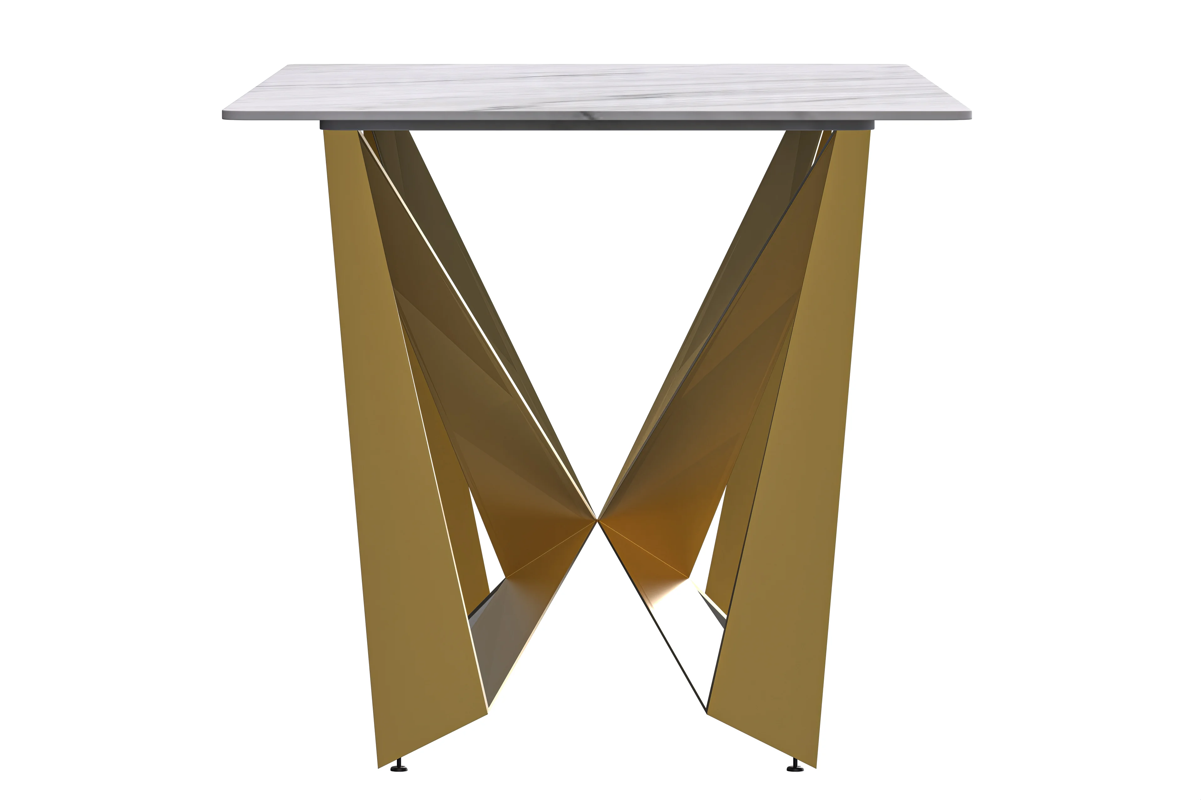 Nuvor Series Modern Dining Table Gold Base, With 62 White Sintered Stone Top