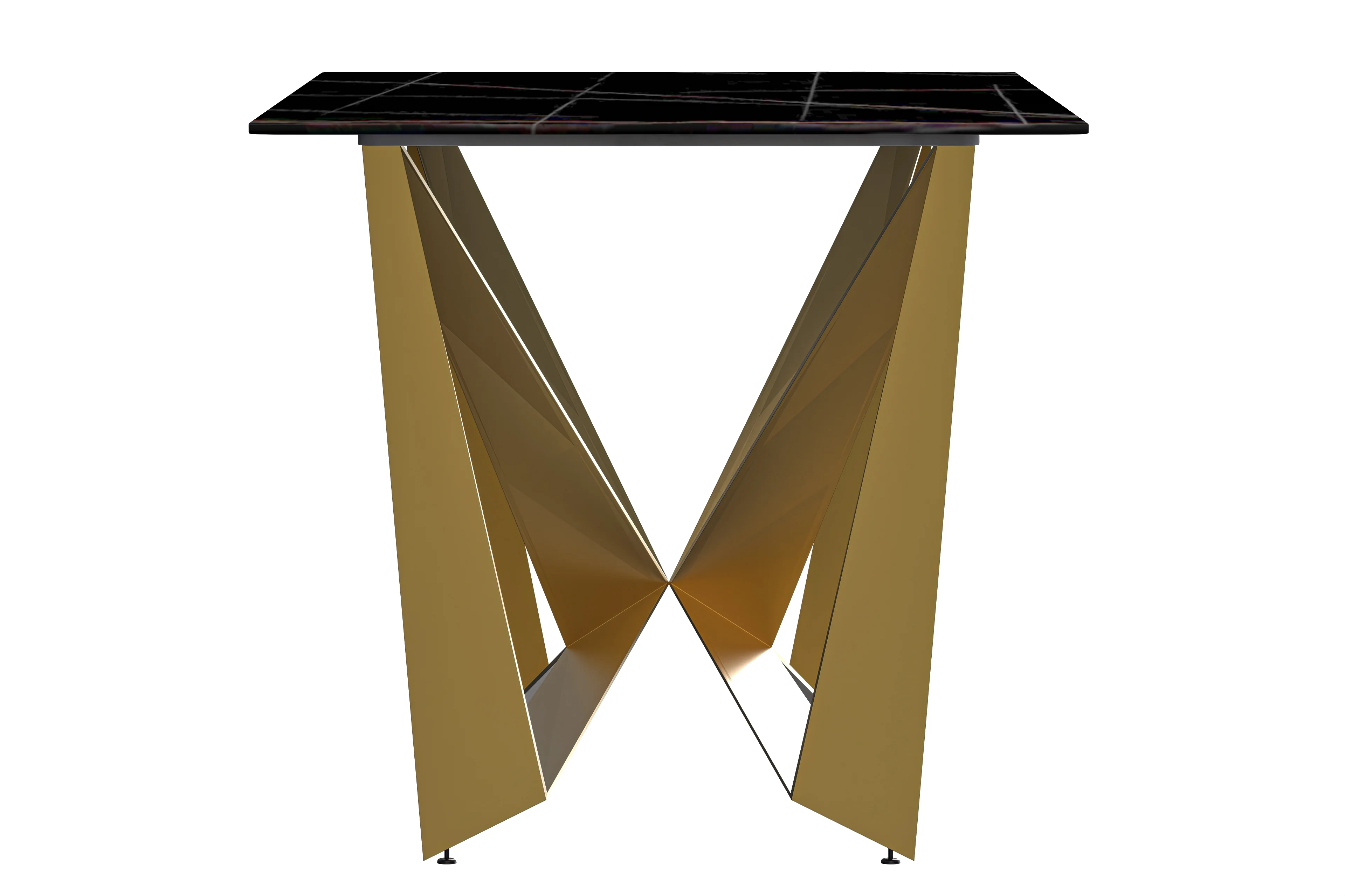 Nuvor Series Modern Dining Table Gold Base, With 71 Black/Gold Sintered Stone Top
