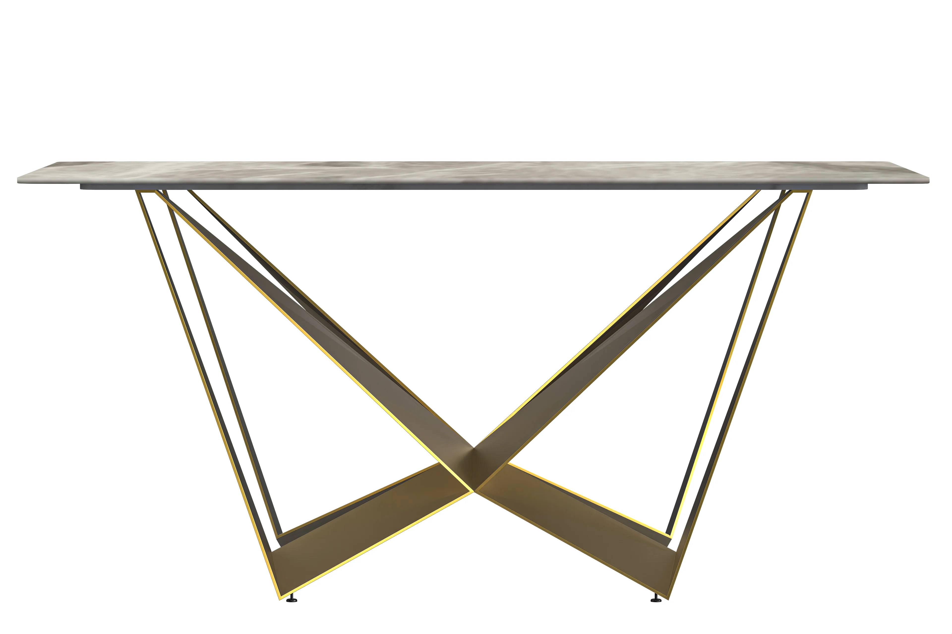 Nuvor Series Modern Dining Table Gold Base, With 71 Deep Grey Sintered Stone Top