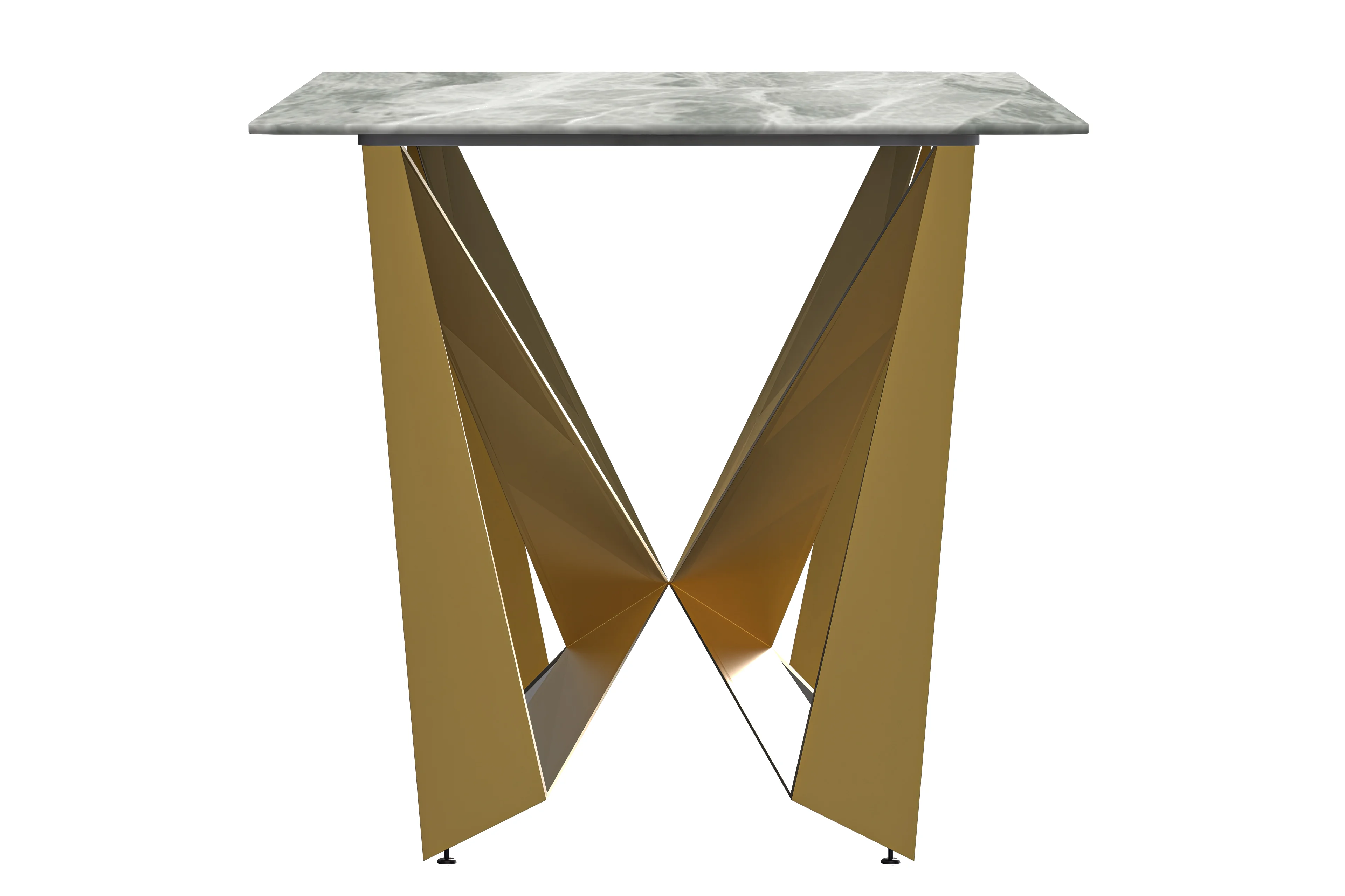 Nuvor Series Modern Dining Table Gold Base, With 71 Light Grey Sintered Stone Top