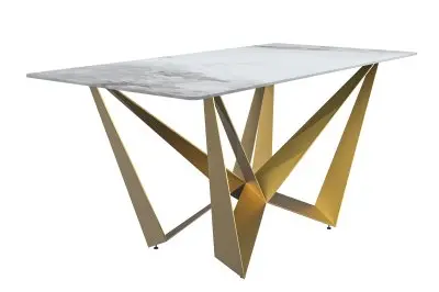 Nuvor Series Modern Dining Table Gold Base, With 71 Medium Grey Sintered Stone Top