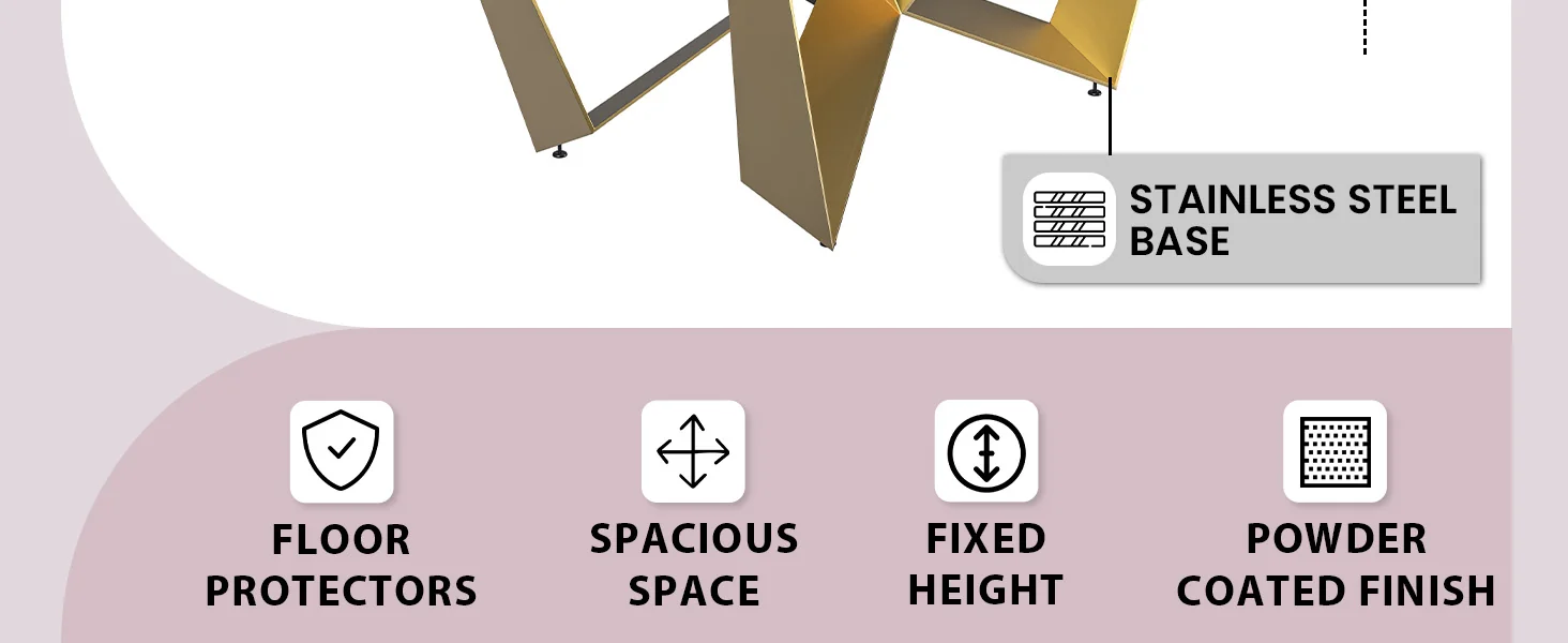 Nuvor Series Modern Dining Table Gold Base, With 71 White Sintered Stone Top