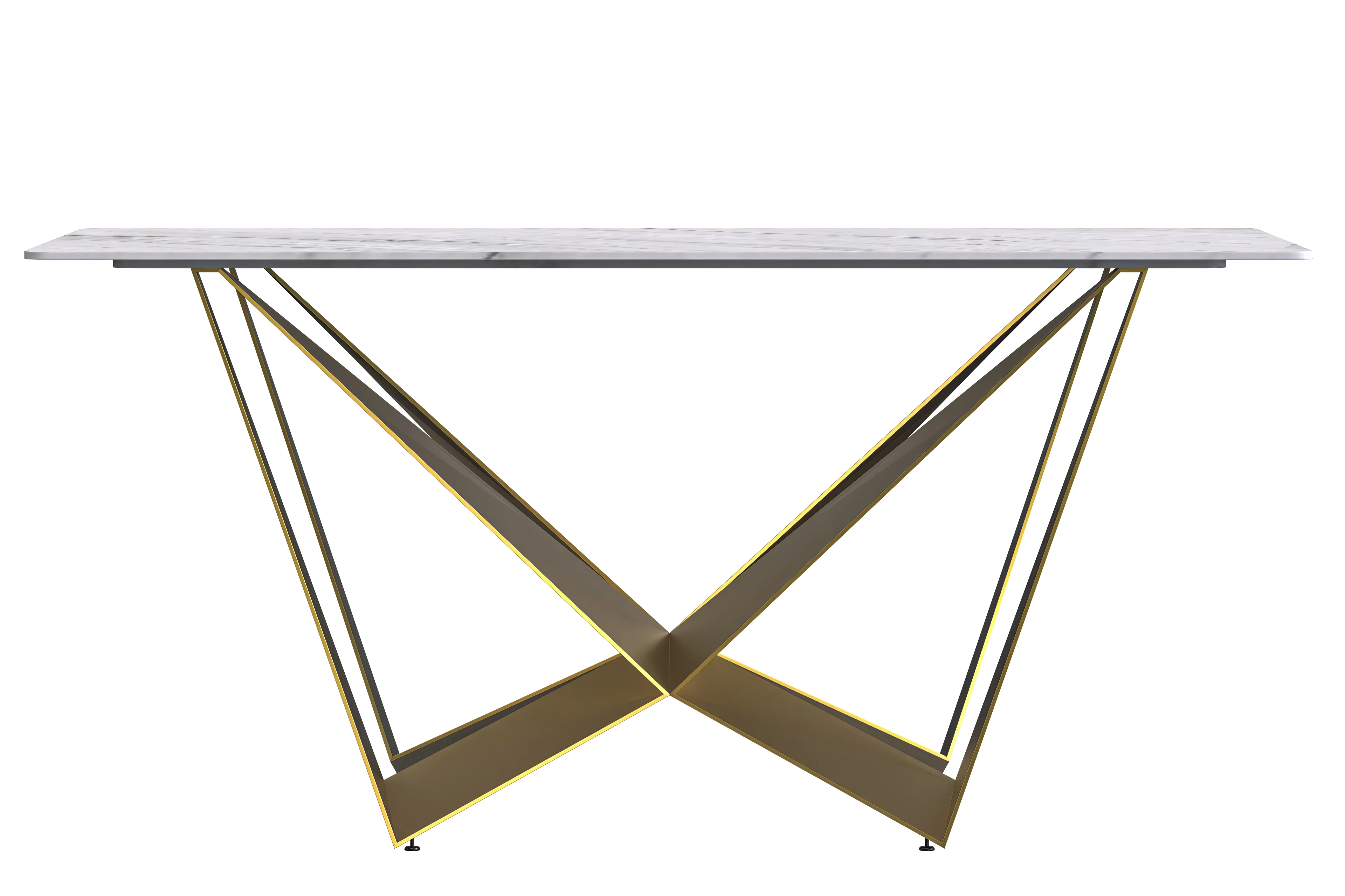 Nuvor Series Modern Dining Table Gold Base, With 71 White Sintered Stone Top