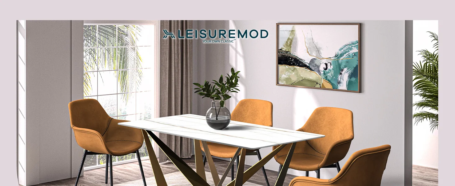 Nuvor Series Modern Dining Table Gold Base, With 71 White/Gold Sintered Stone Top