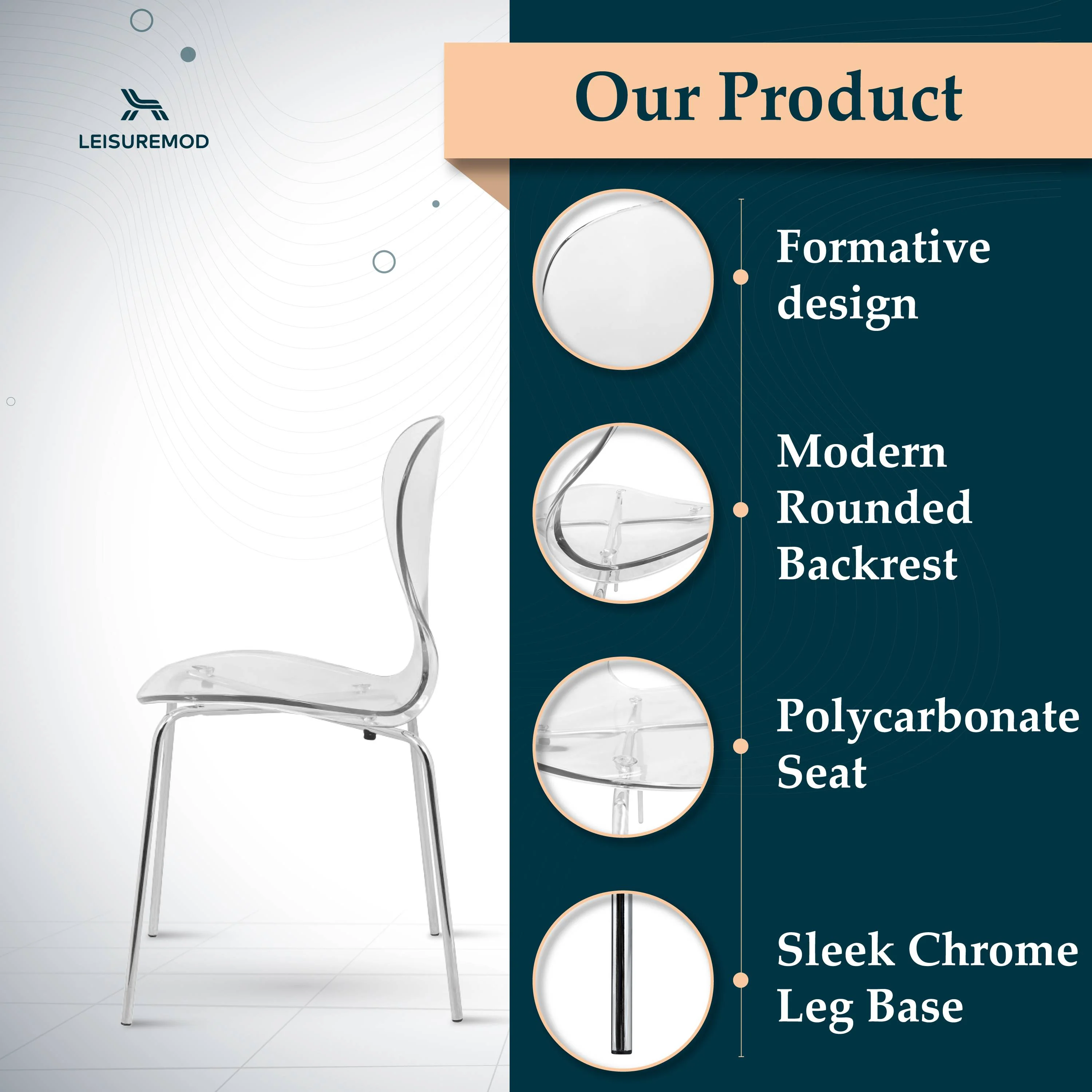 Modern Oyster Transparent Side Chair