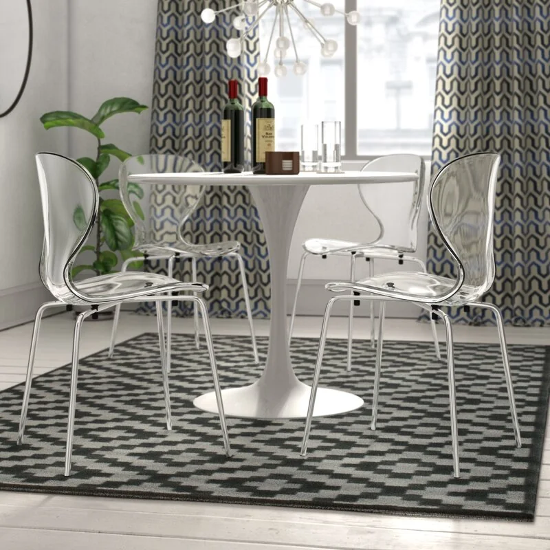 Modern Oyster Transparent Side Chair, Set of 4