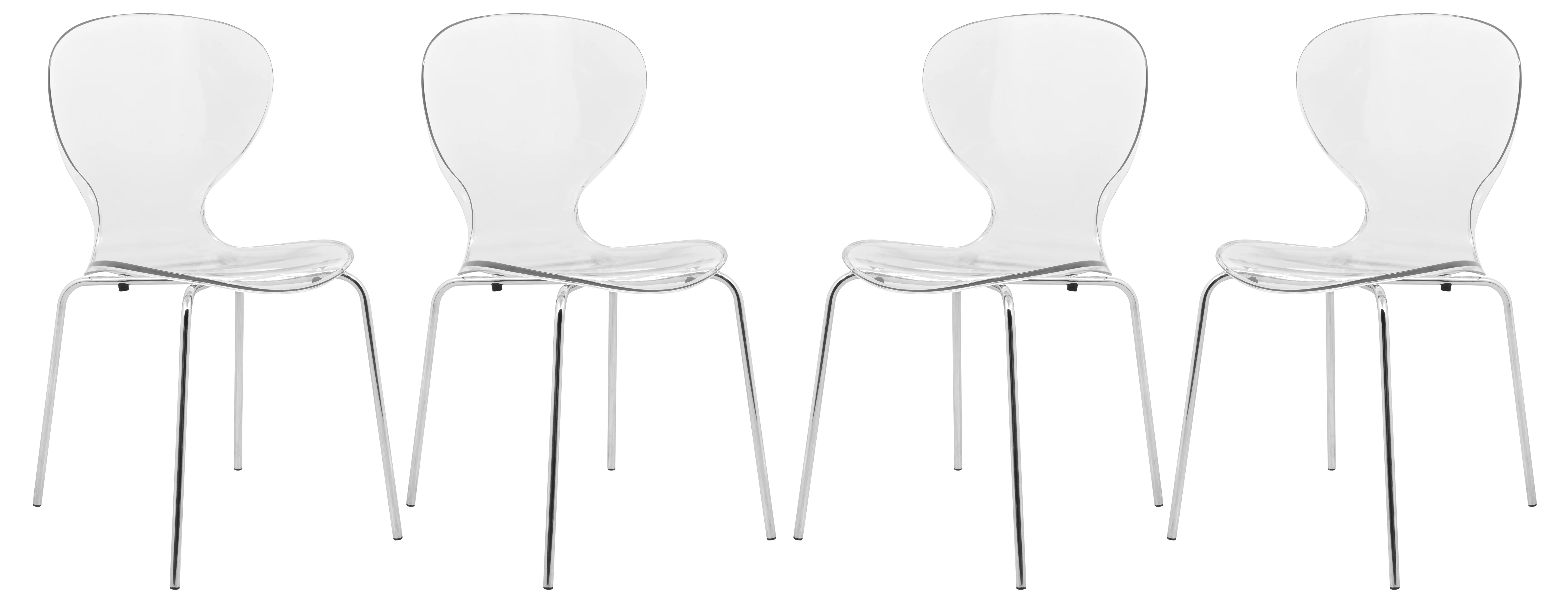 Modern Oyster Transparent Side Chair, Set of 4