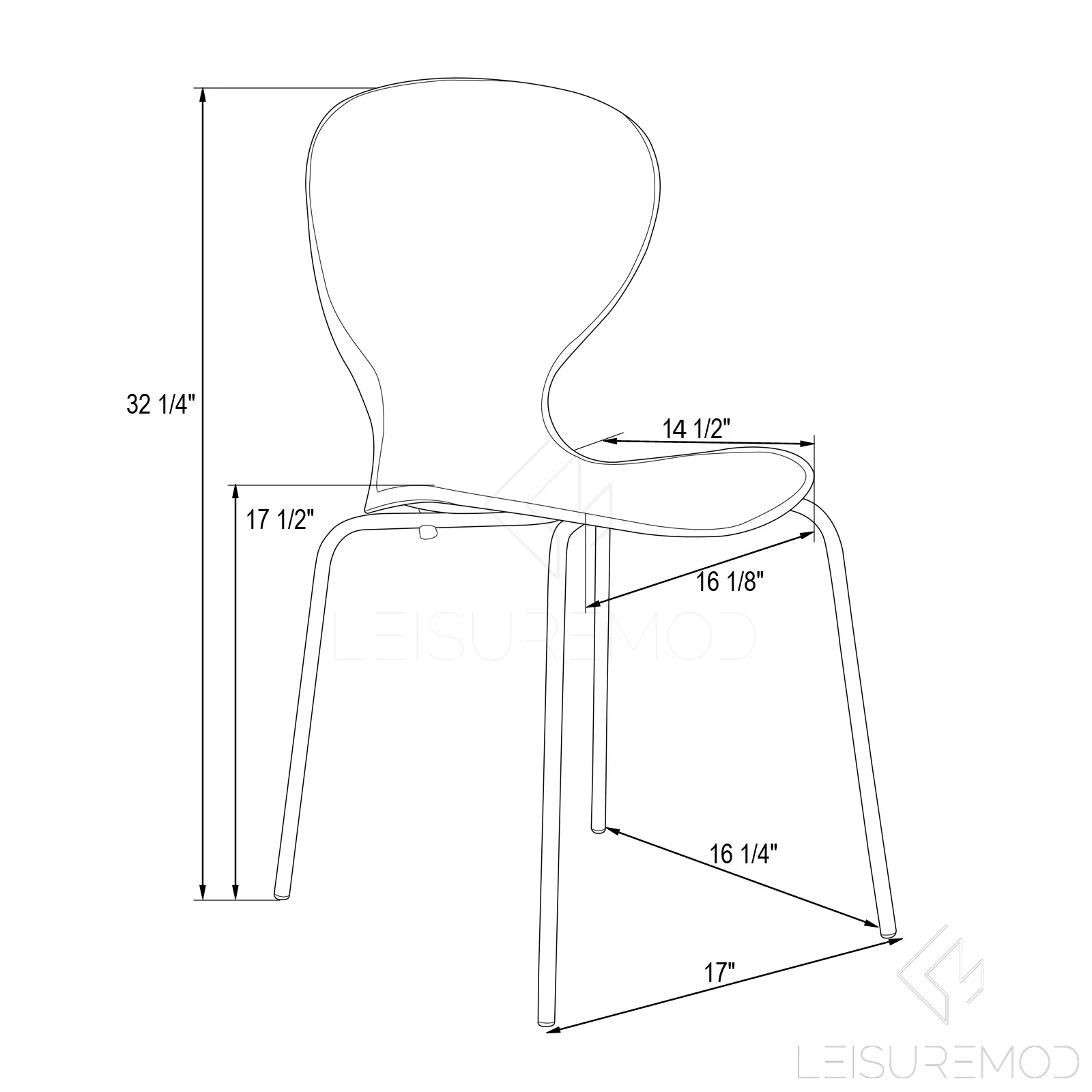 Modern Oyster Transparent Side Chair, Set of 4