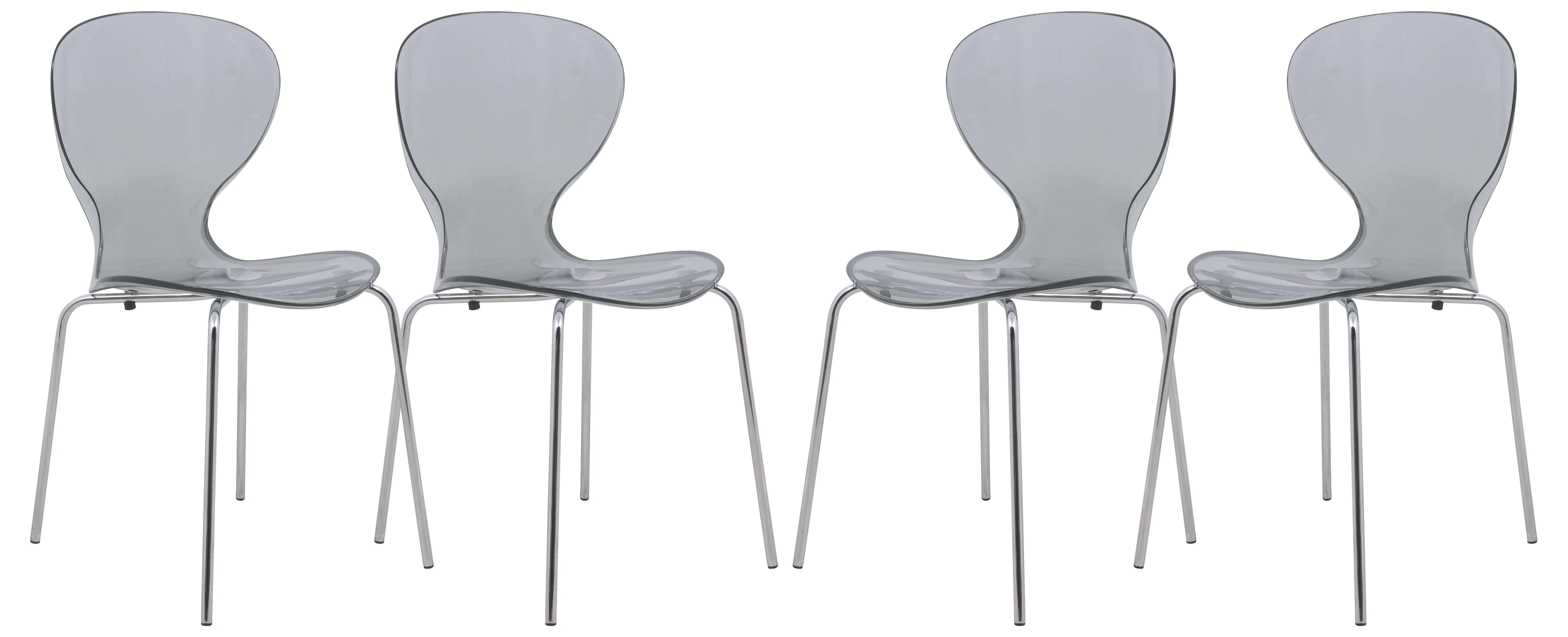 Modern Oyster Transparent Side Chair, Set of 4