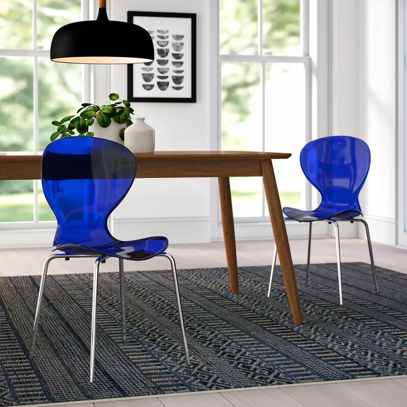 Modern Oyster Transparent Side Chair, Set of 2