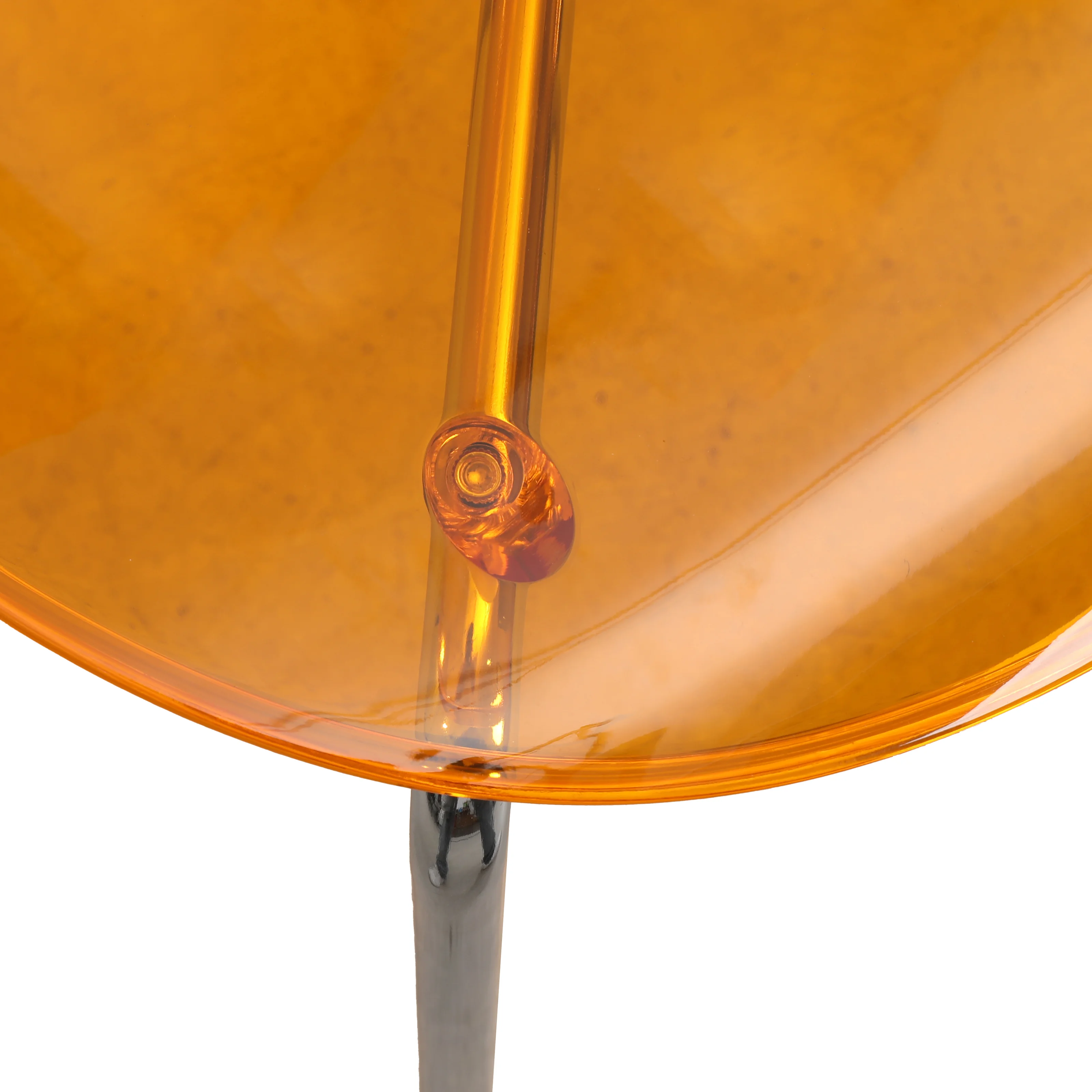 Modern Oyster Side Chair in Transparent Orange with Chromed Base Set of 4
