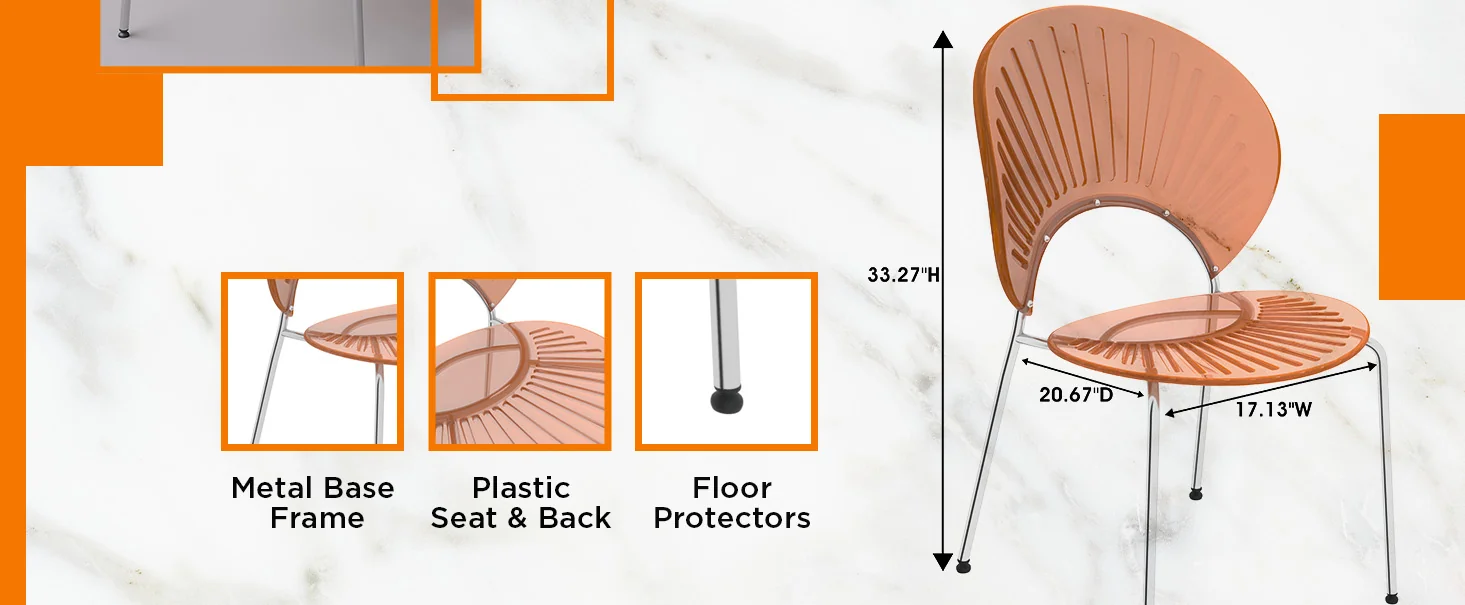 Opulent Series Modern Clear Dining Chair Set of 2