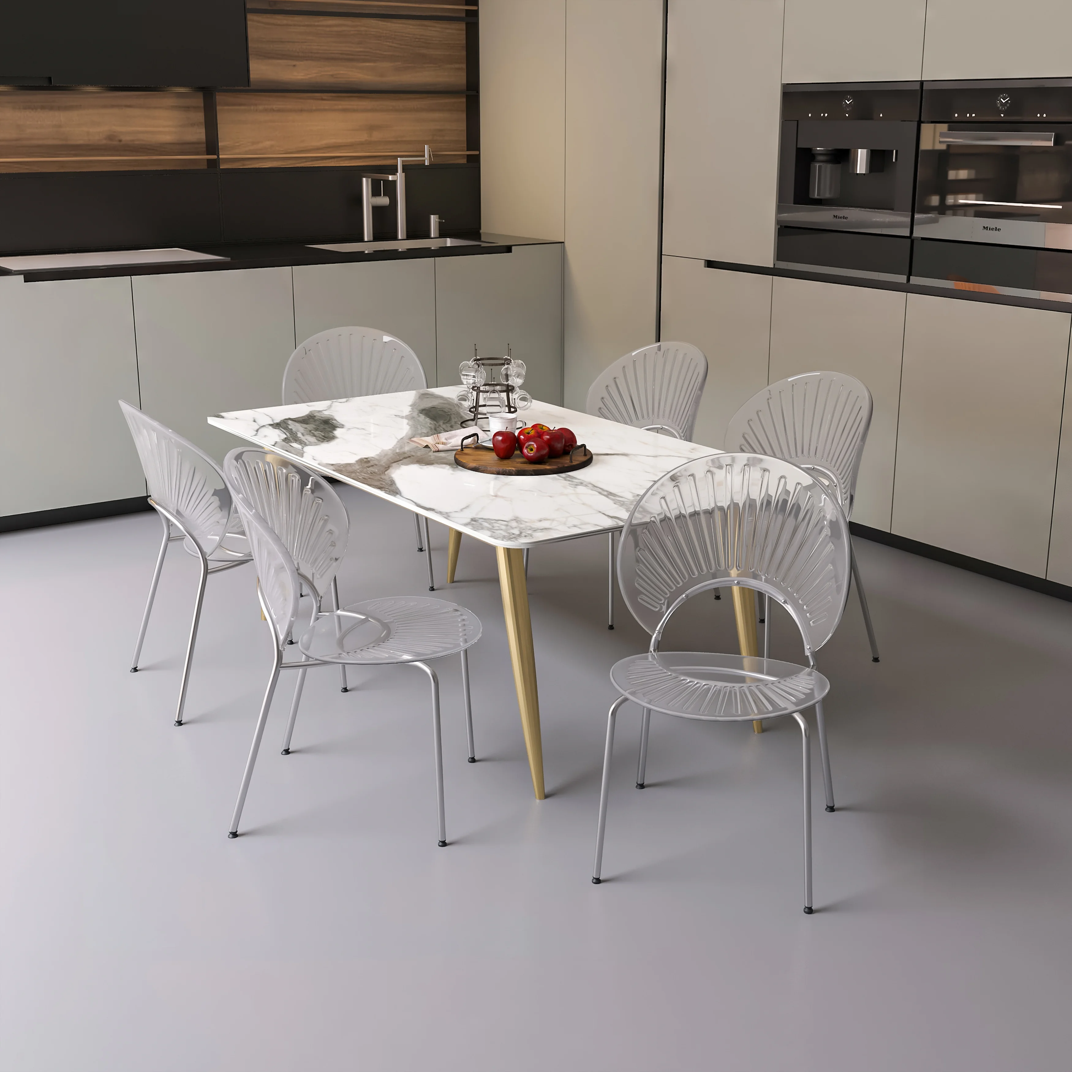 Opulent Series Modern Clear Dining Chair Set of 4