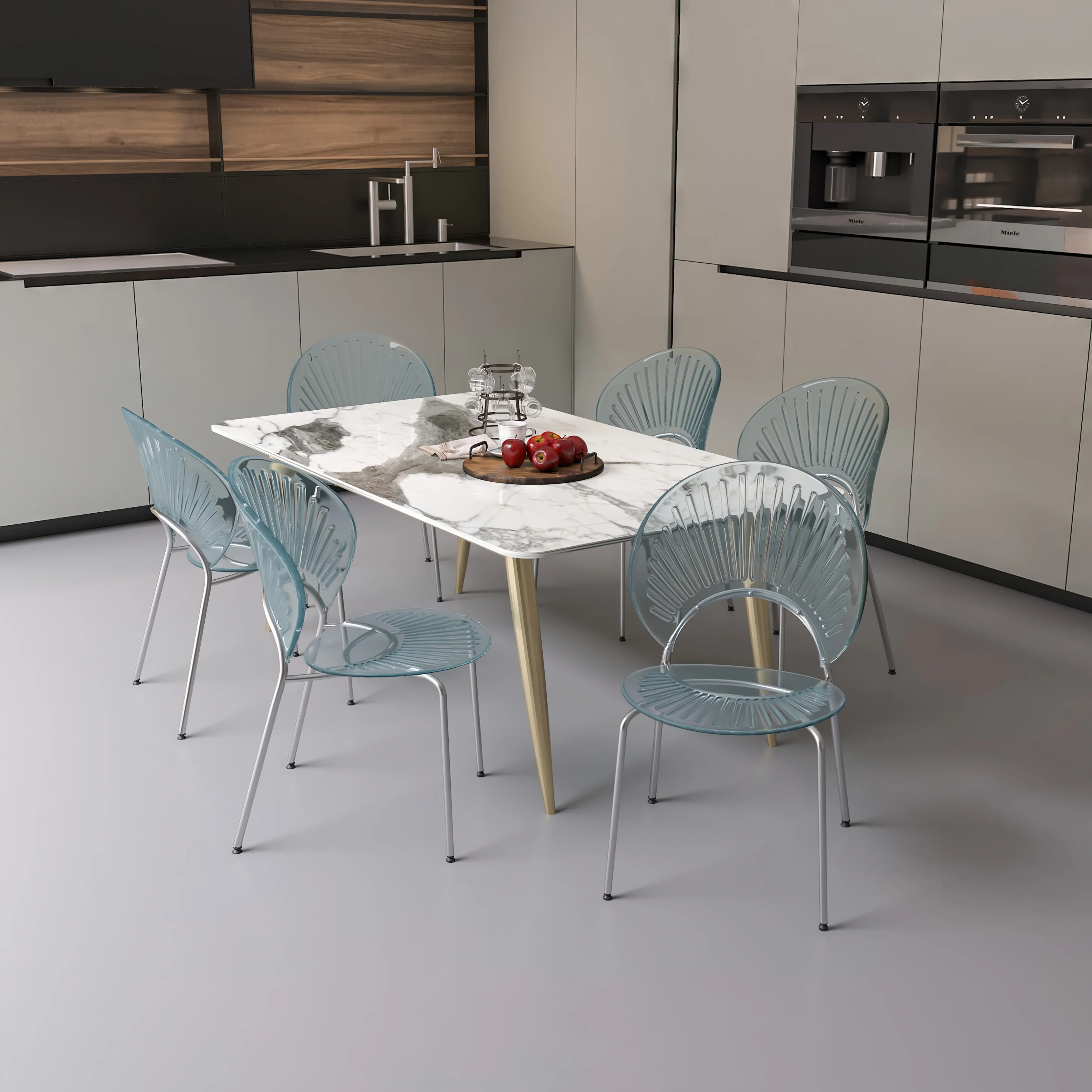 Opulent Series Modern Smoke Dining Chair Set of 4