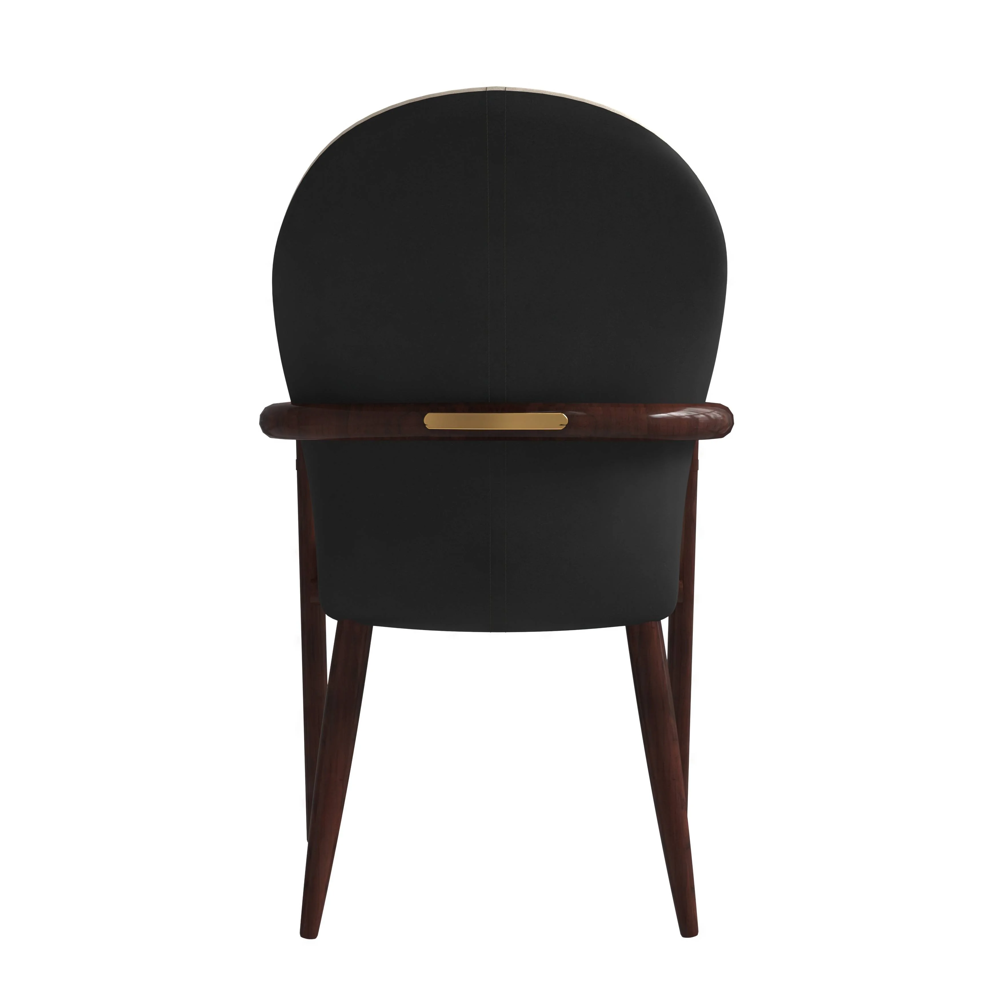 Opaline Series Elegant Wooden Dining Chair in Black Velvet and Toupe