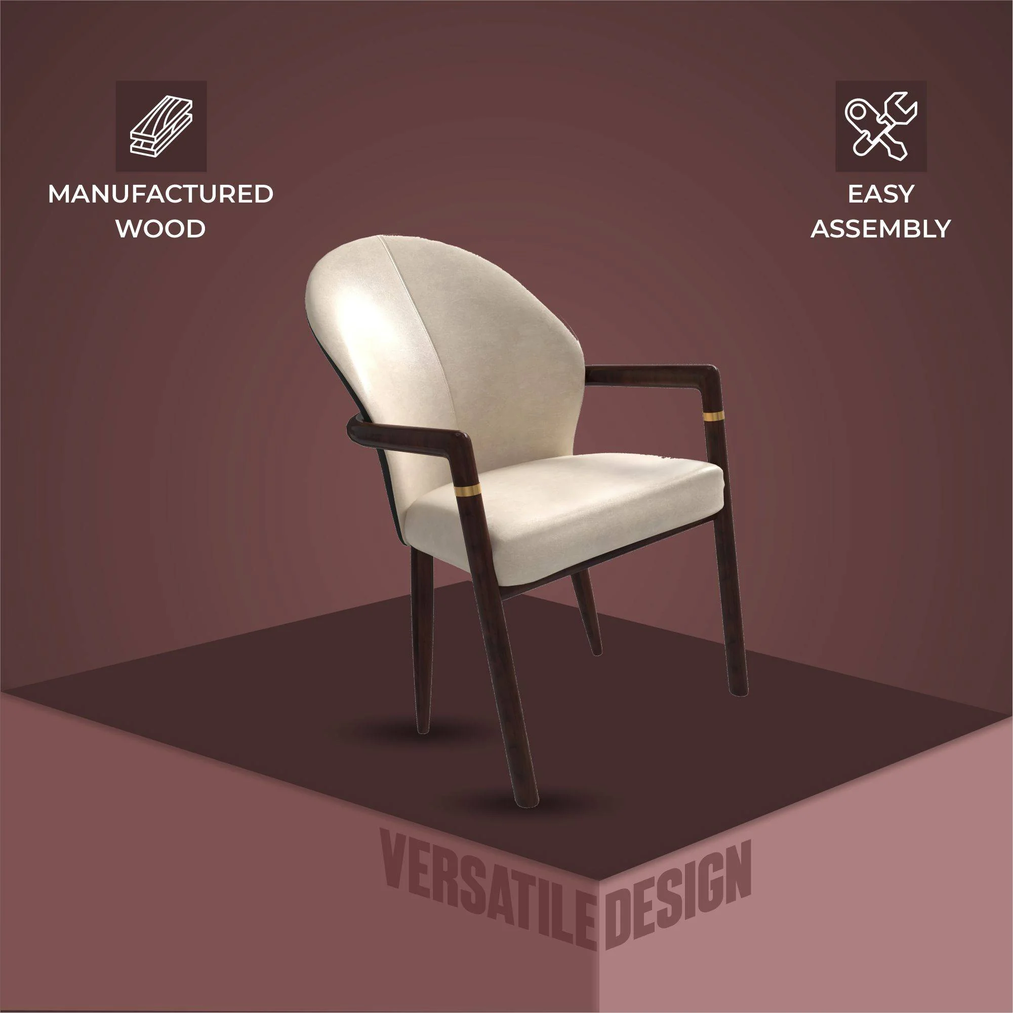 Opaline Series Elegant Wooden Dining Chair in Black Velvet and Toupe - Set of 2