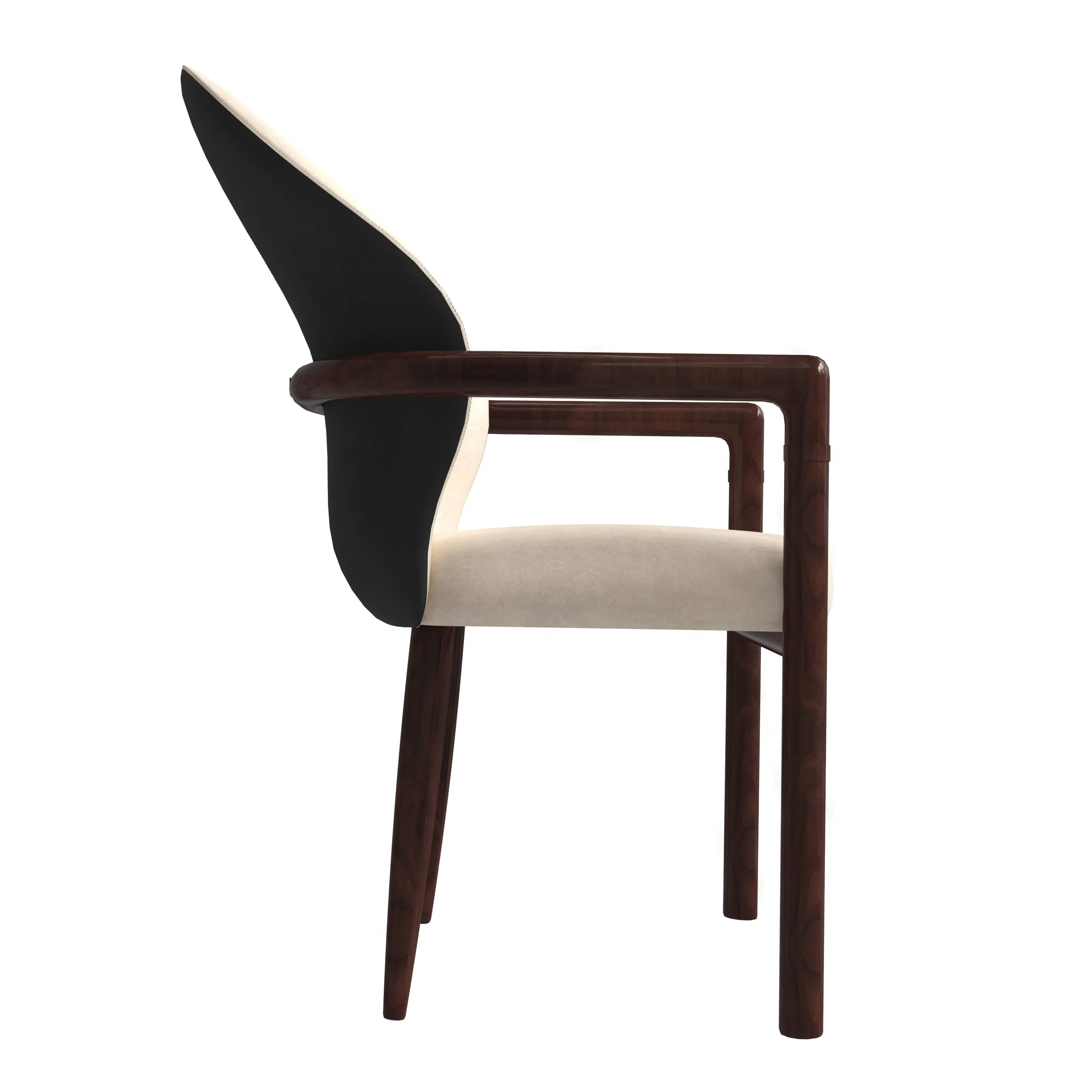 Opaline Series Elegant Wooden Dining Chair in Black Velvet and Toupe - Set of 4
