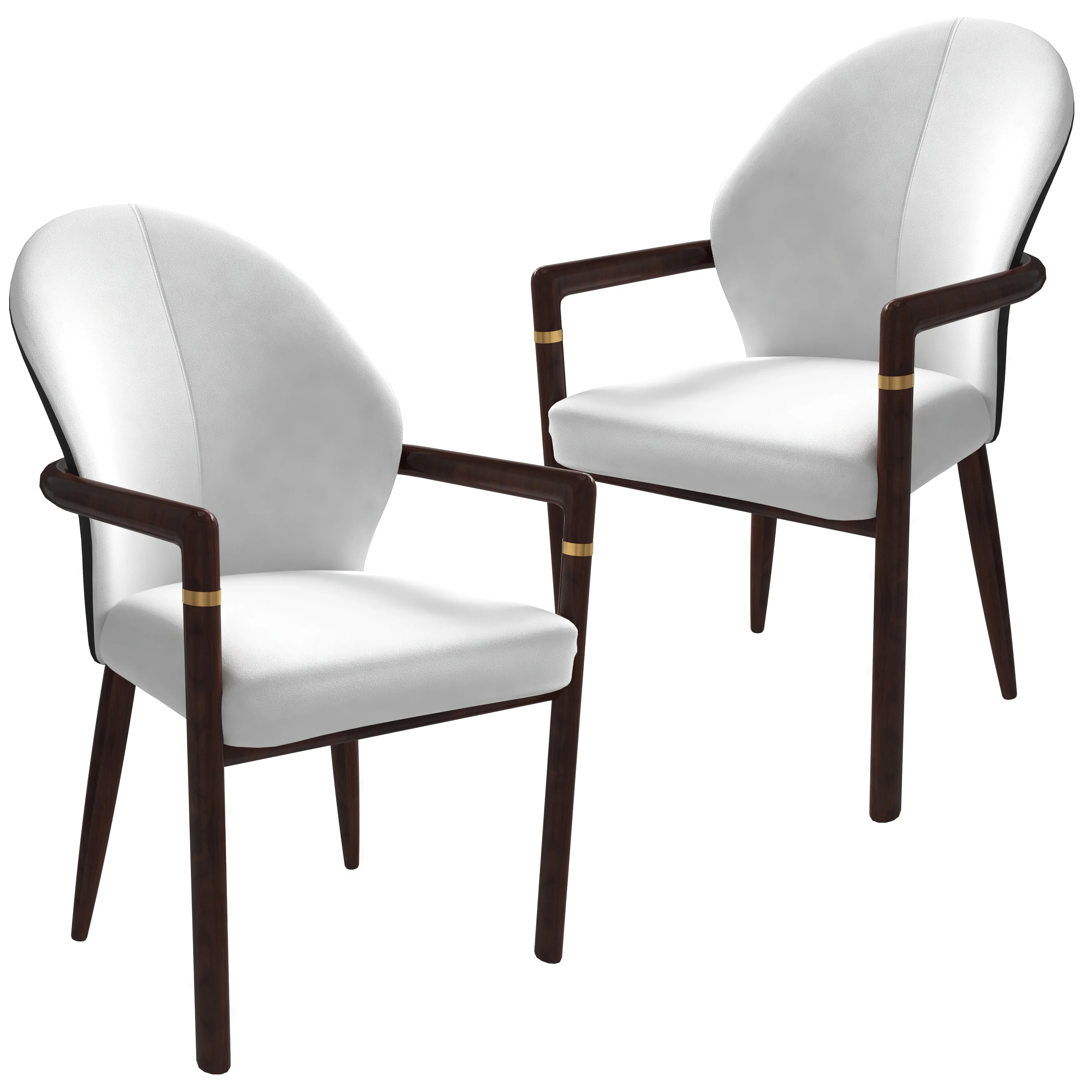 Opaline Series Elegant Wooden Dining Chair in Black Velvet and White - Set of 2