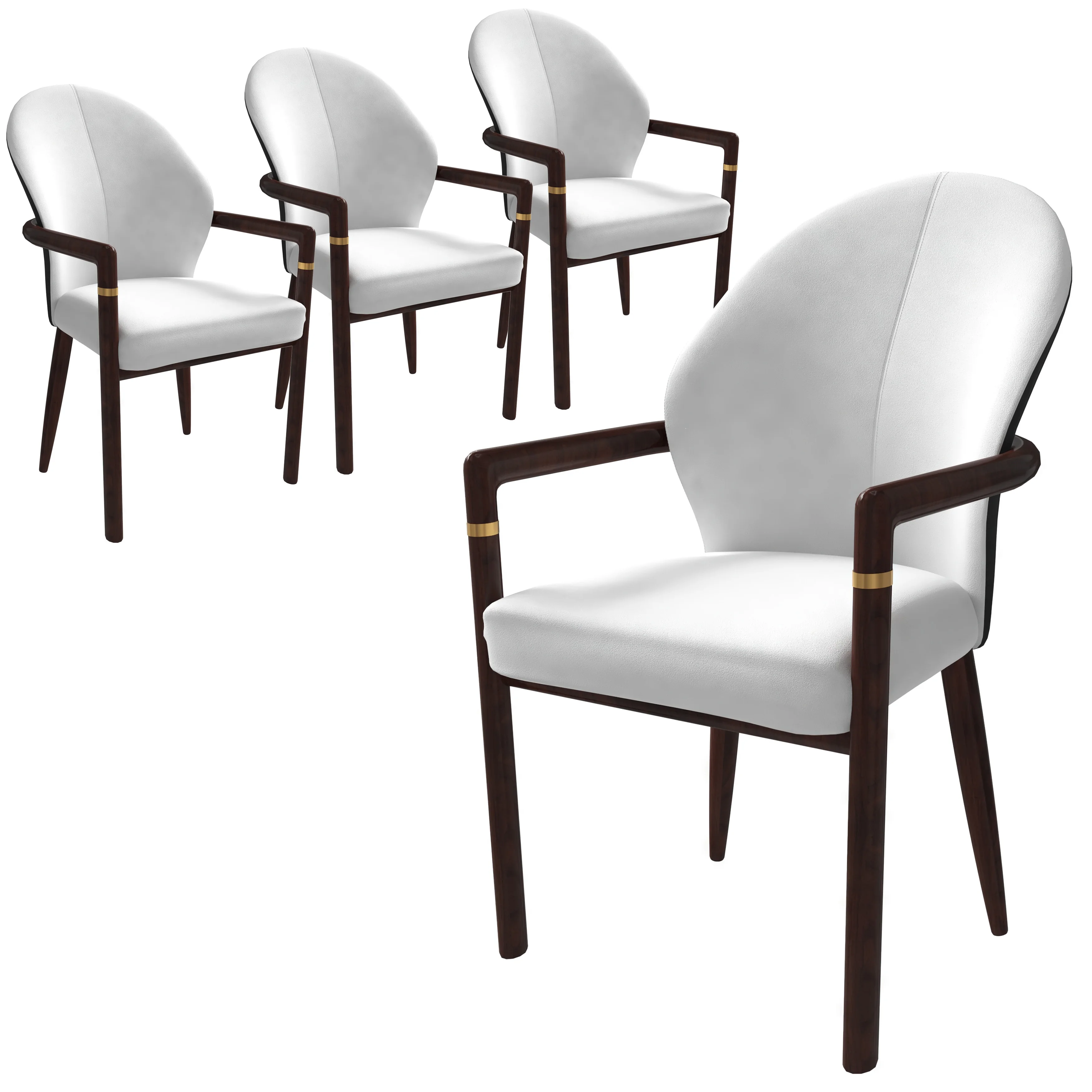 Opaline Series Elegant Wooden Dining Chair in Black Velvet and White - Set of 4