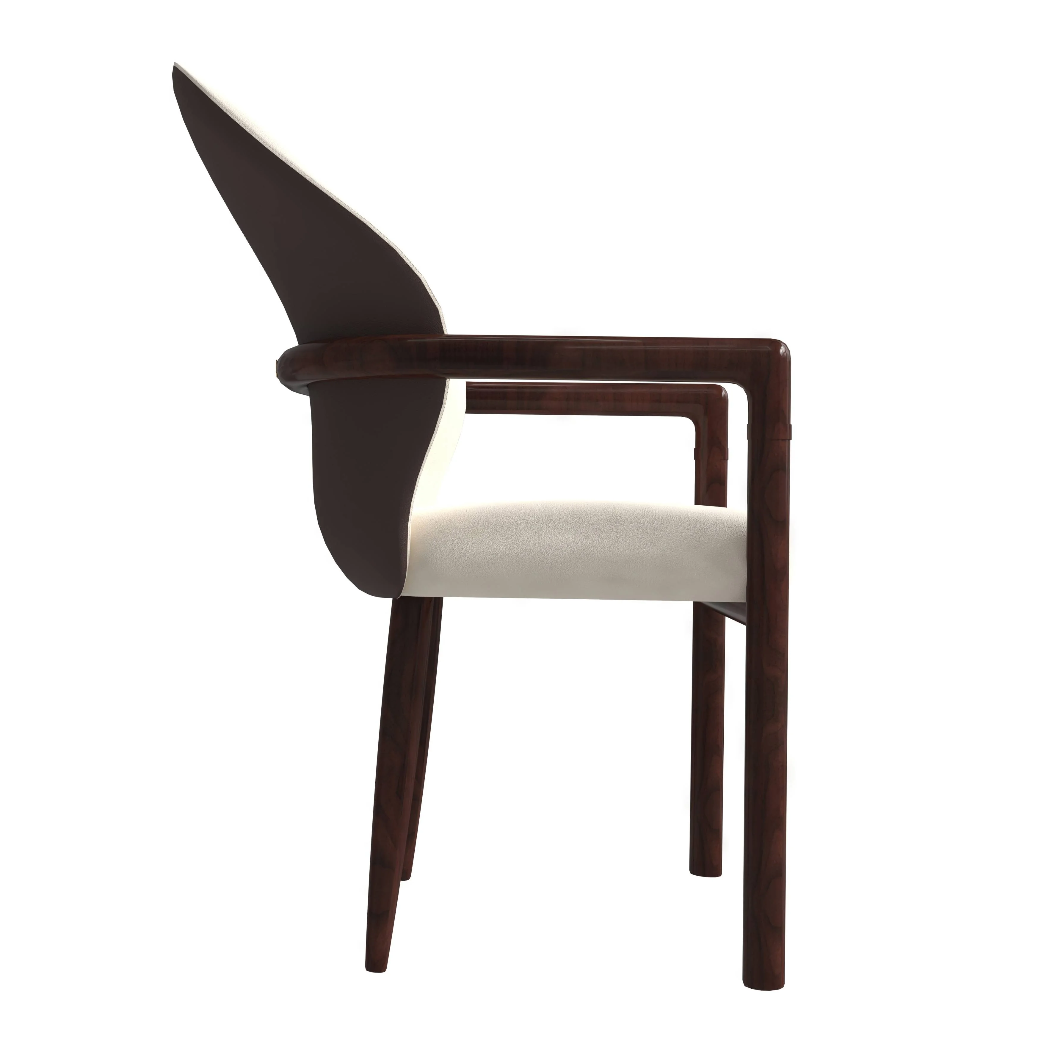 Opaline Series Elegant Wooden Dining Chair in Brown/Cream - Set of 4