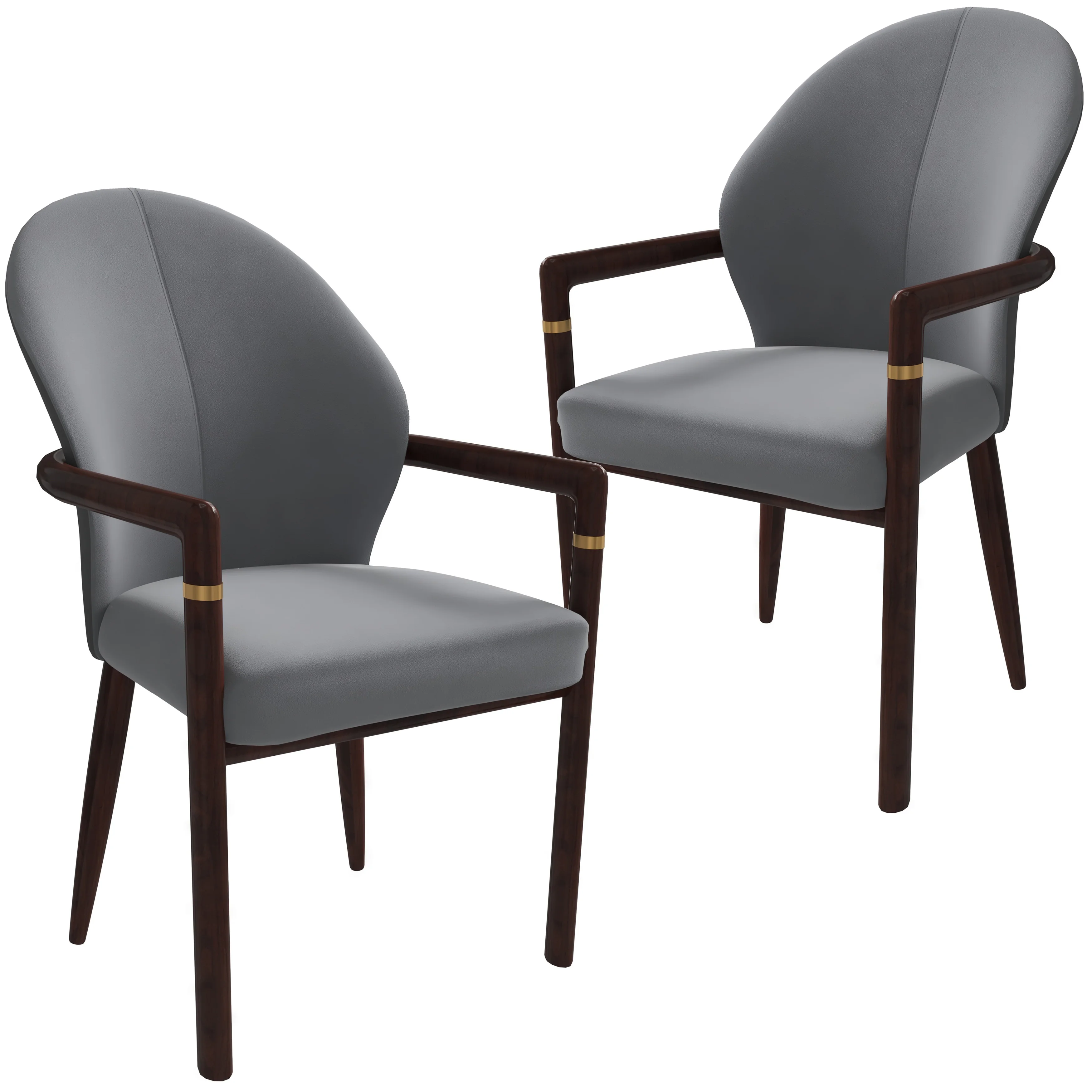 Opaline Series Elegant Wooden Dining Chair in Two-Tone Grey - Set of 2