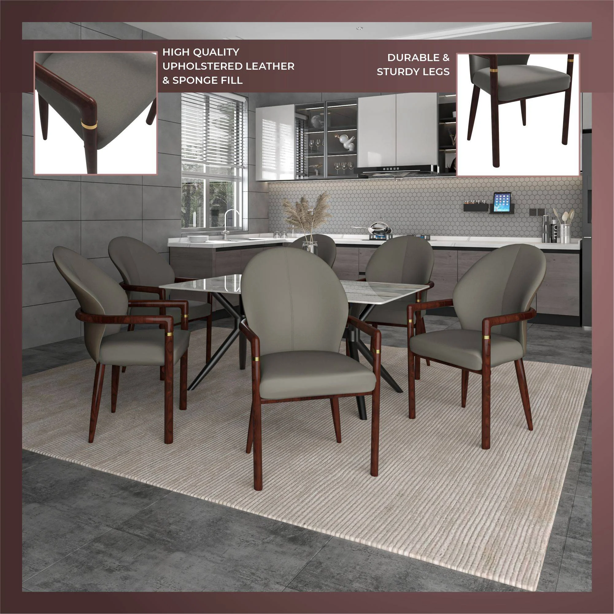 Opaline Series Elegant Wooden Dining Chair in Two-Tone Kahki