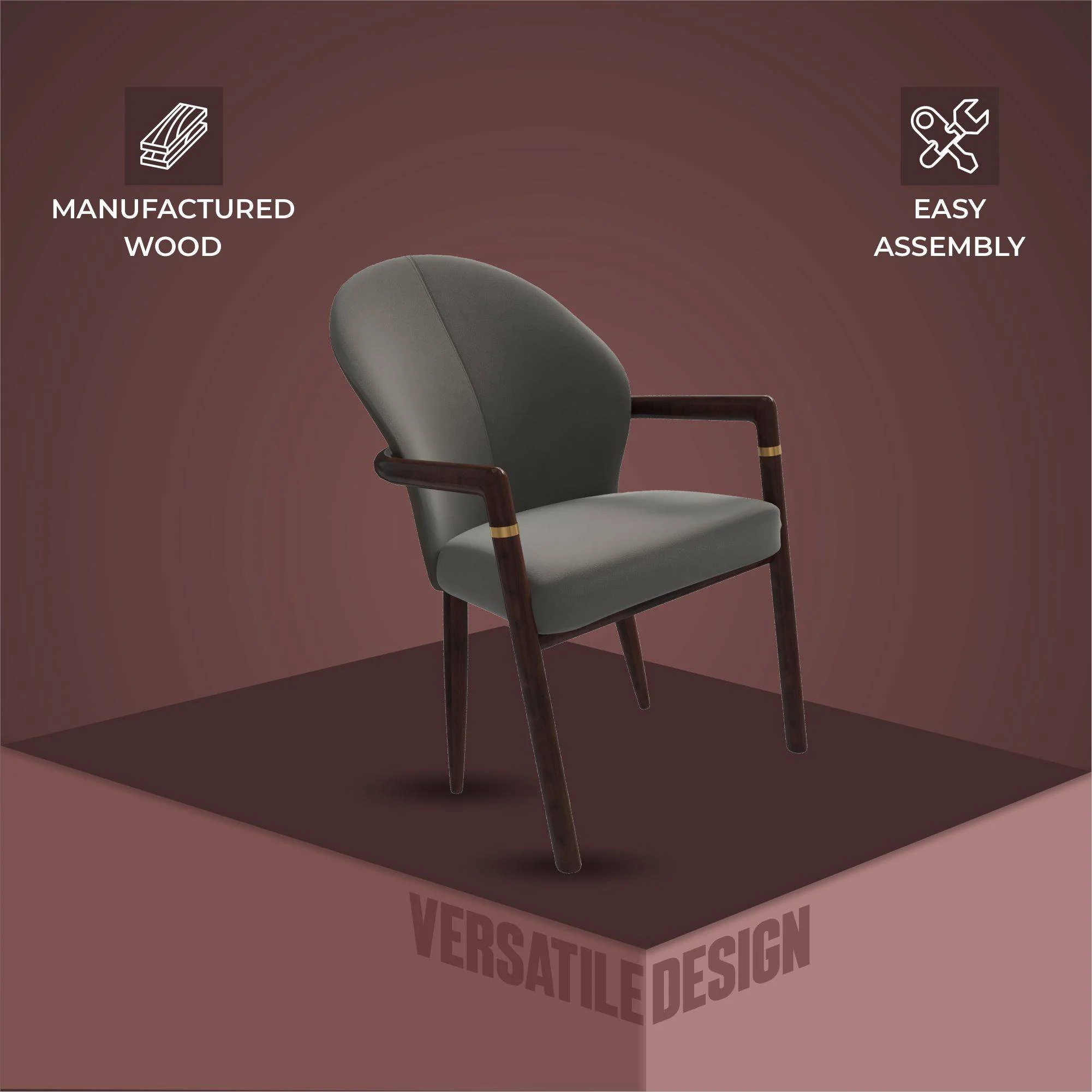 Opaline Series Elegant Wooden Dining Chair in Two-Tone Kahki - Set of 4