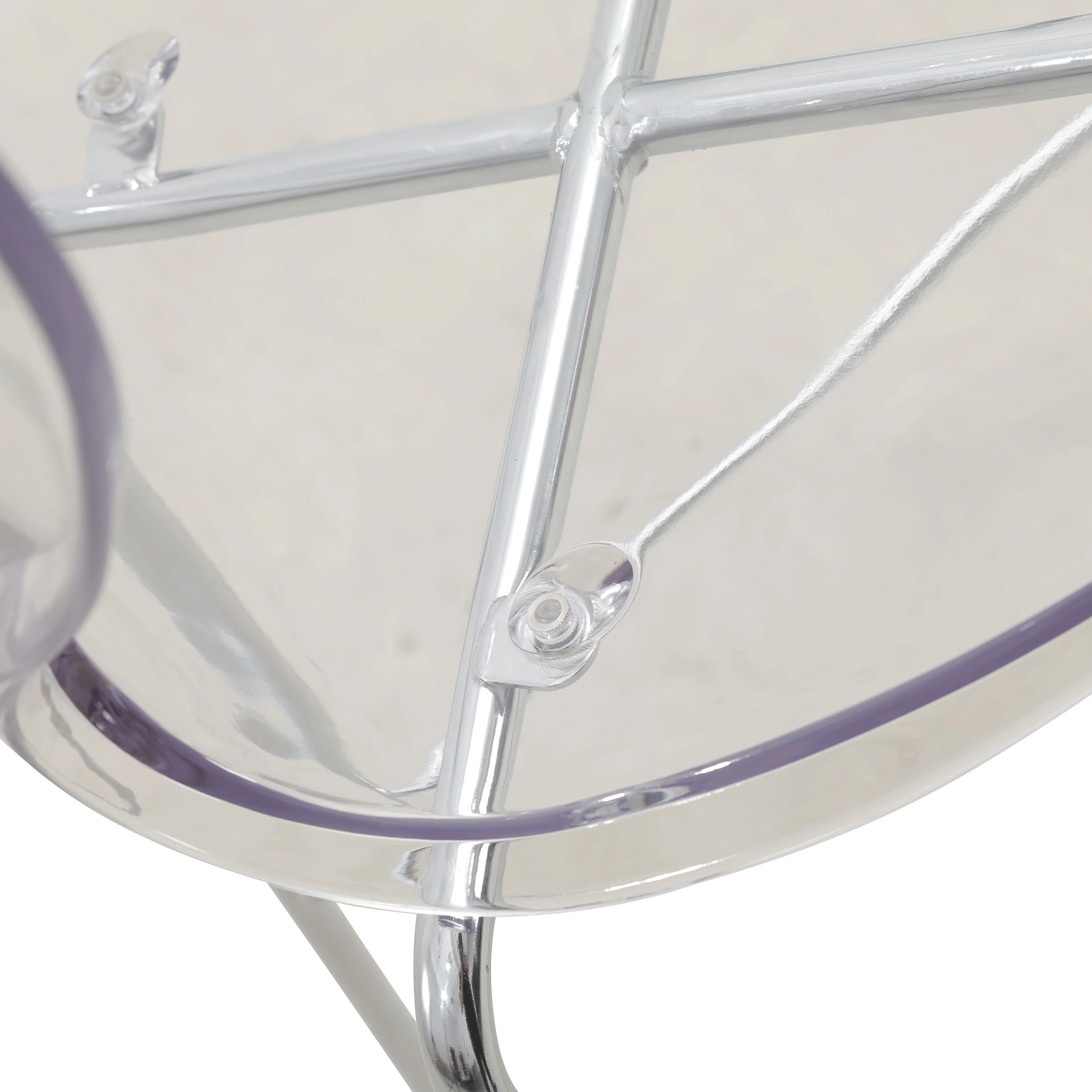 Oyster Acrylic Barstool with Steel Frame in Chrome Finish Set of 2 in Clear