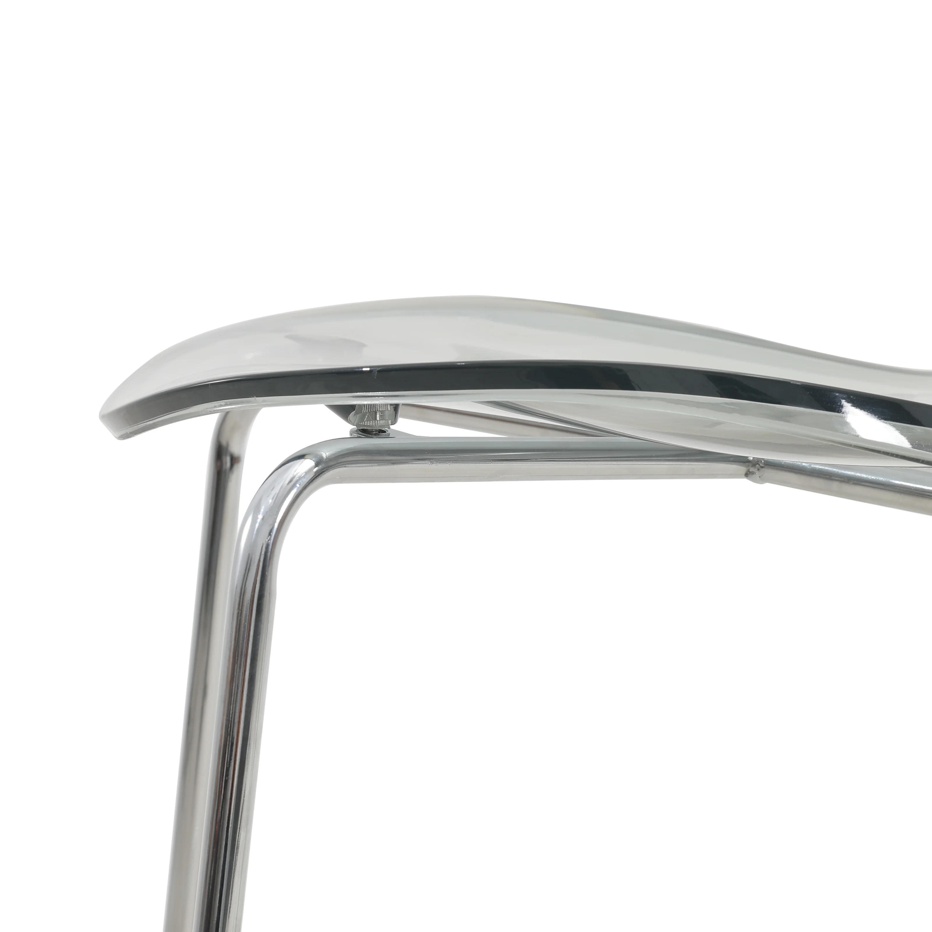 Oyster Acrylic Barstool with Steel Frame in Chrome Finish in Smoke