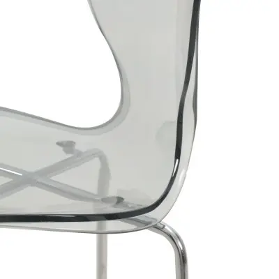Oyster Acrylic Barstool with Steel Frame in Chrome Finish Set of 2 in Smoke
